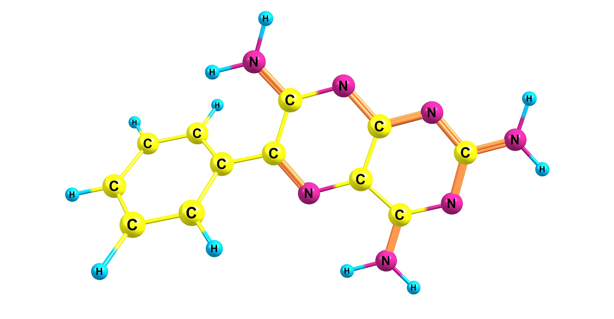 triamterene molecular structure isolated on white