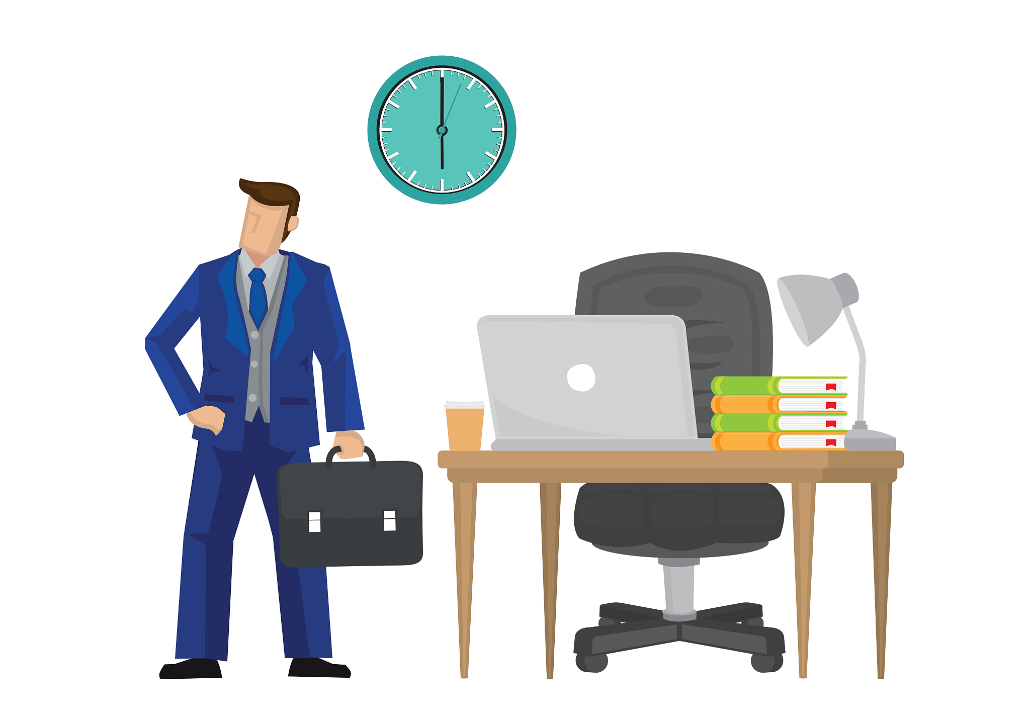well organized businessman finishing his day working, leaving th