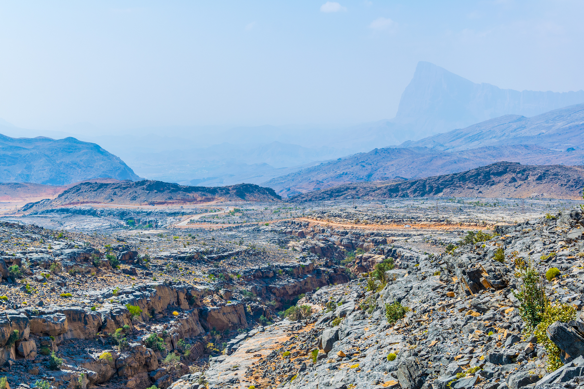 view over jebel shams mountain in oman.
