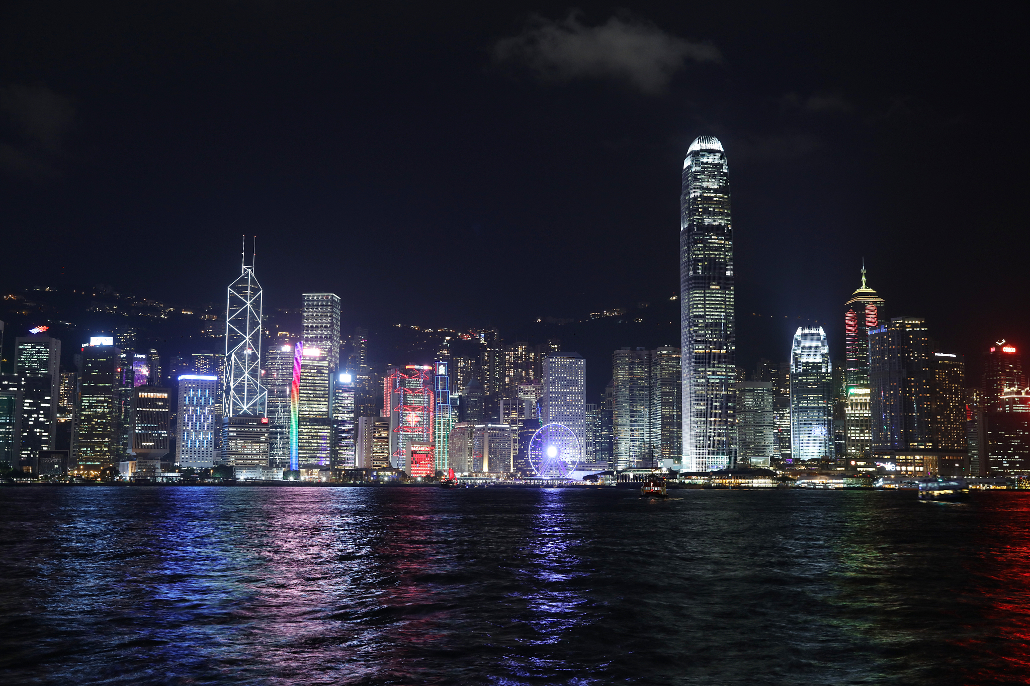 hong kong night view  at victoria harbour