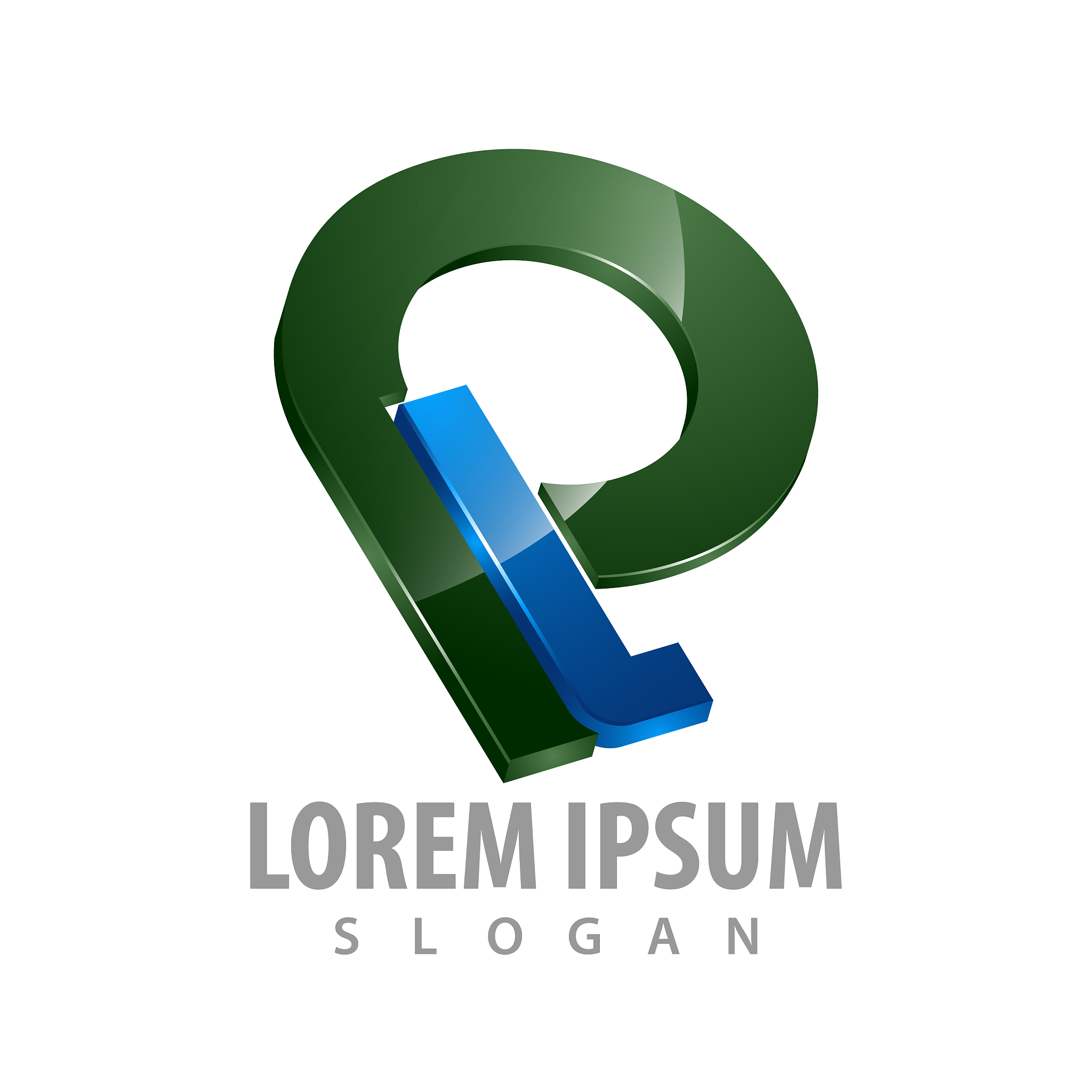 3d initial letter pl logo concept design symbol