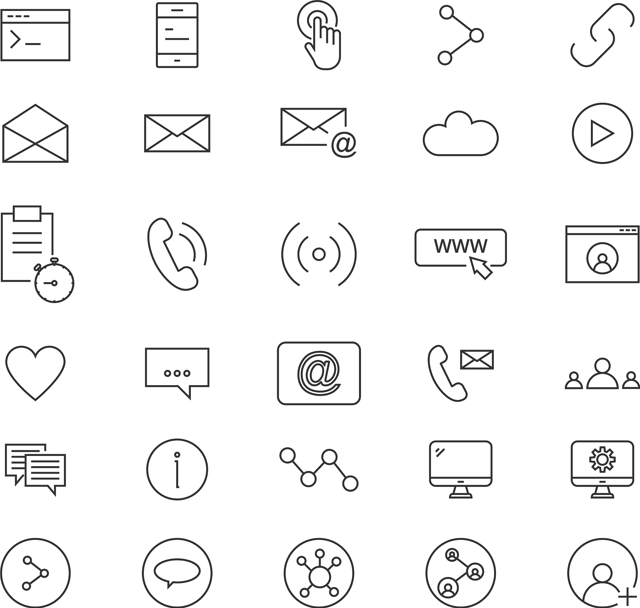 30 line icons of social