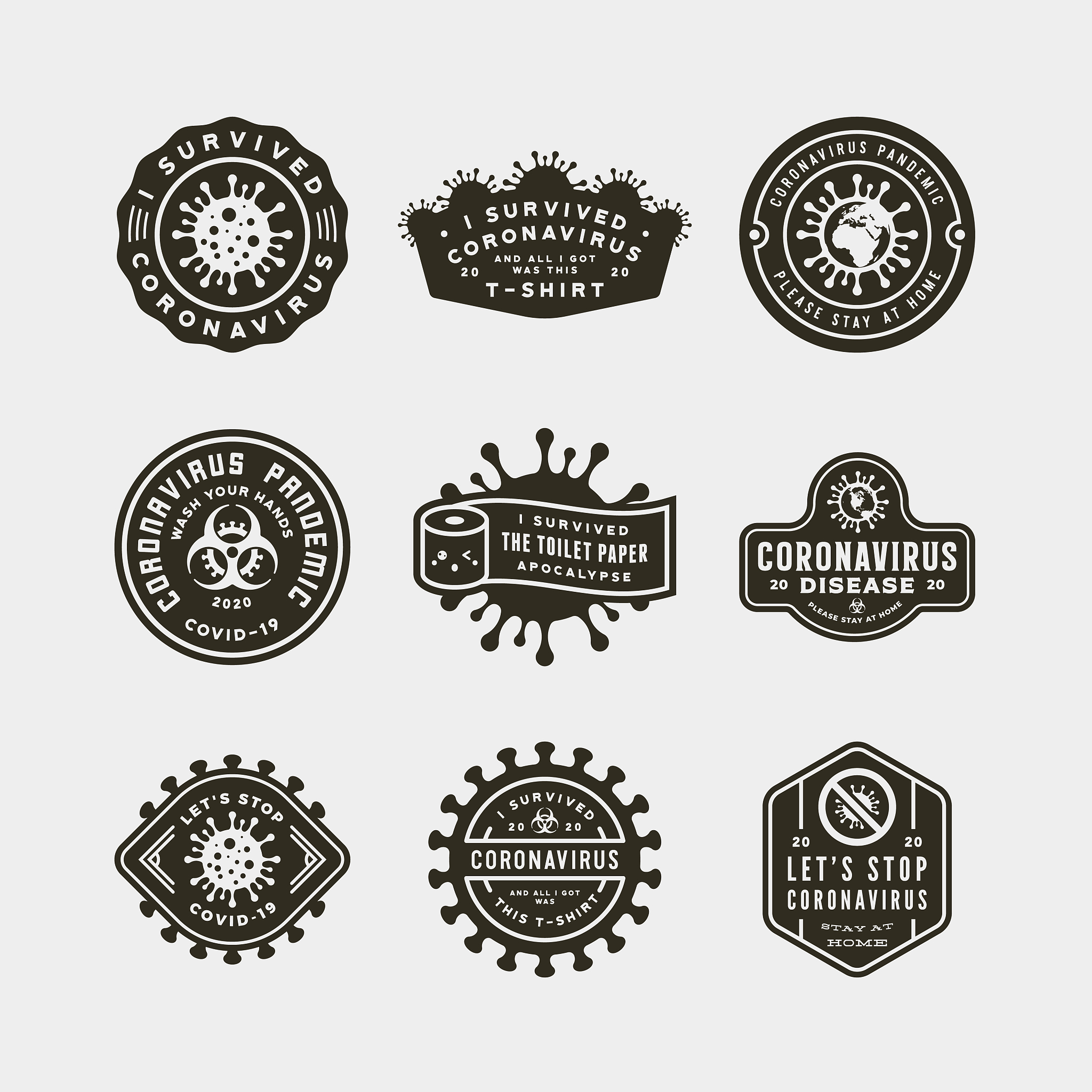 coronavirus pandemic badges. health and medical vector illustrat