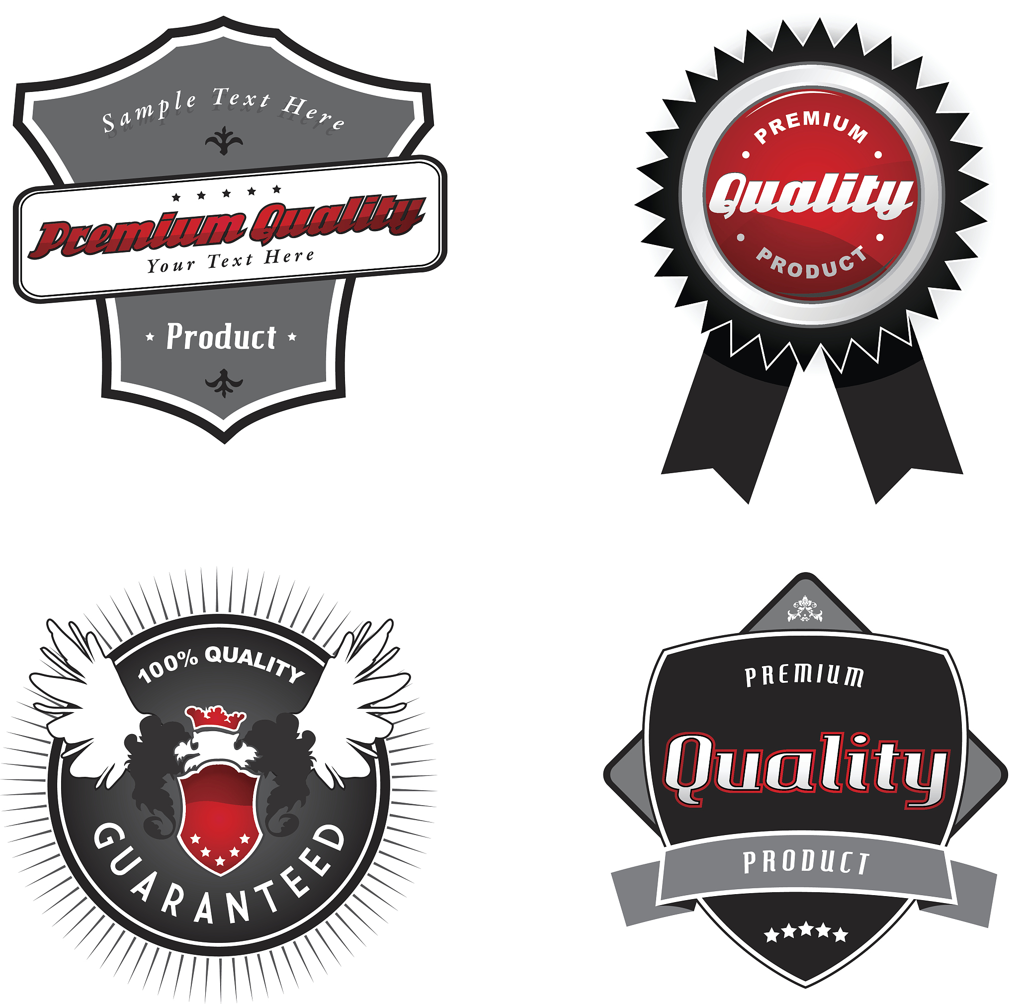 set of vintage quality labels.