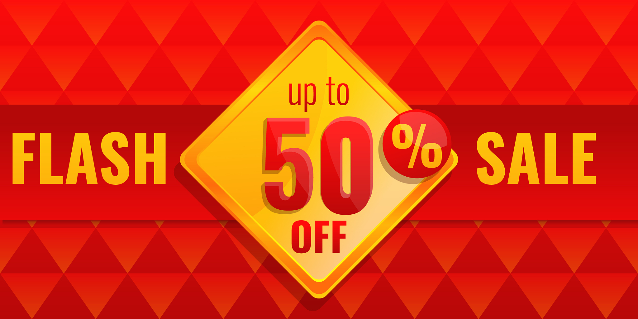 half price flash sale concept banner cartoon
