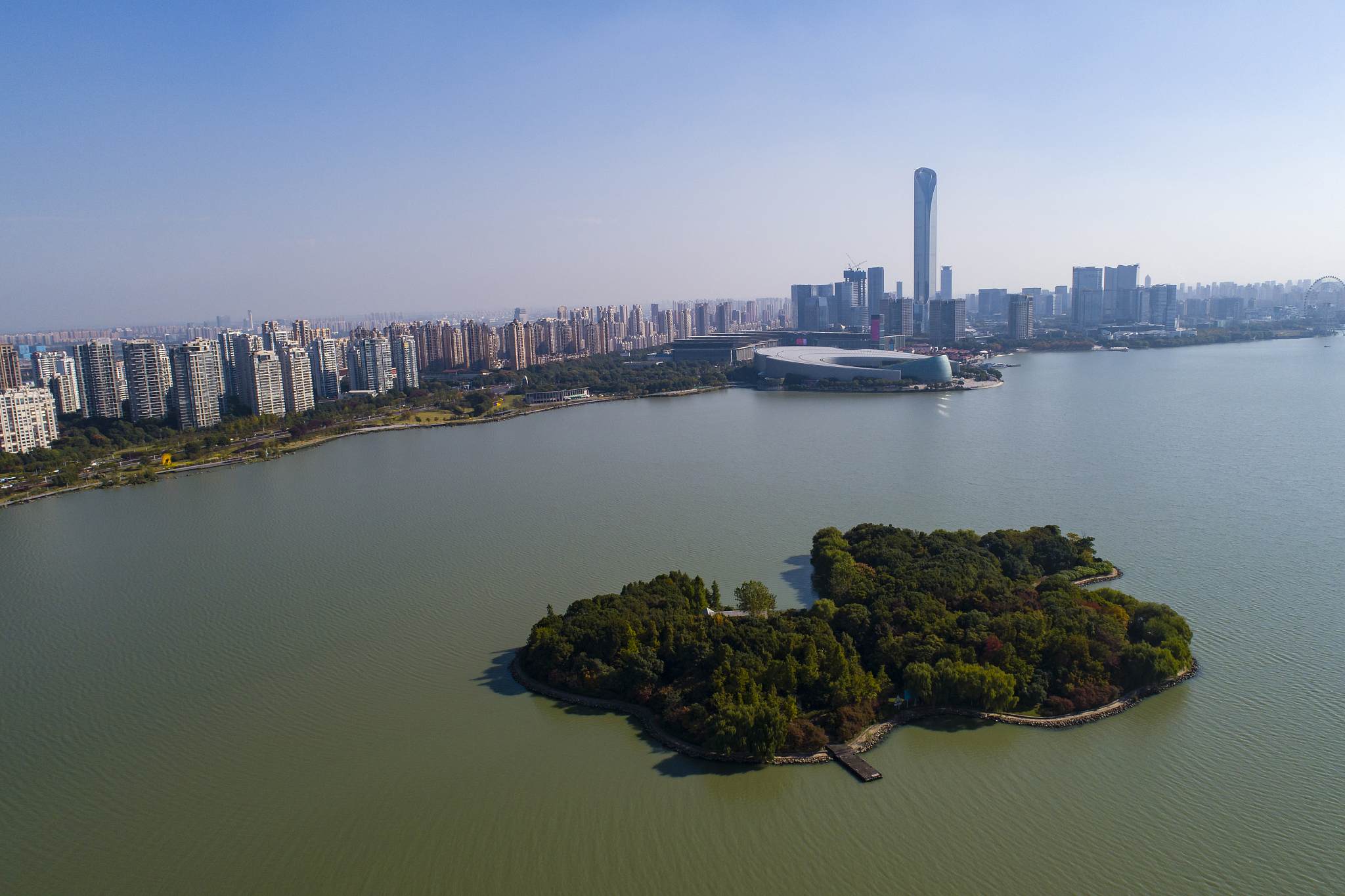 航拍中国江苏省苏州市城市风光