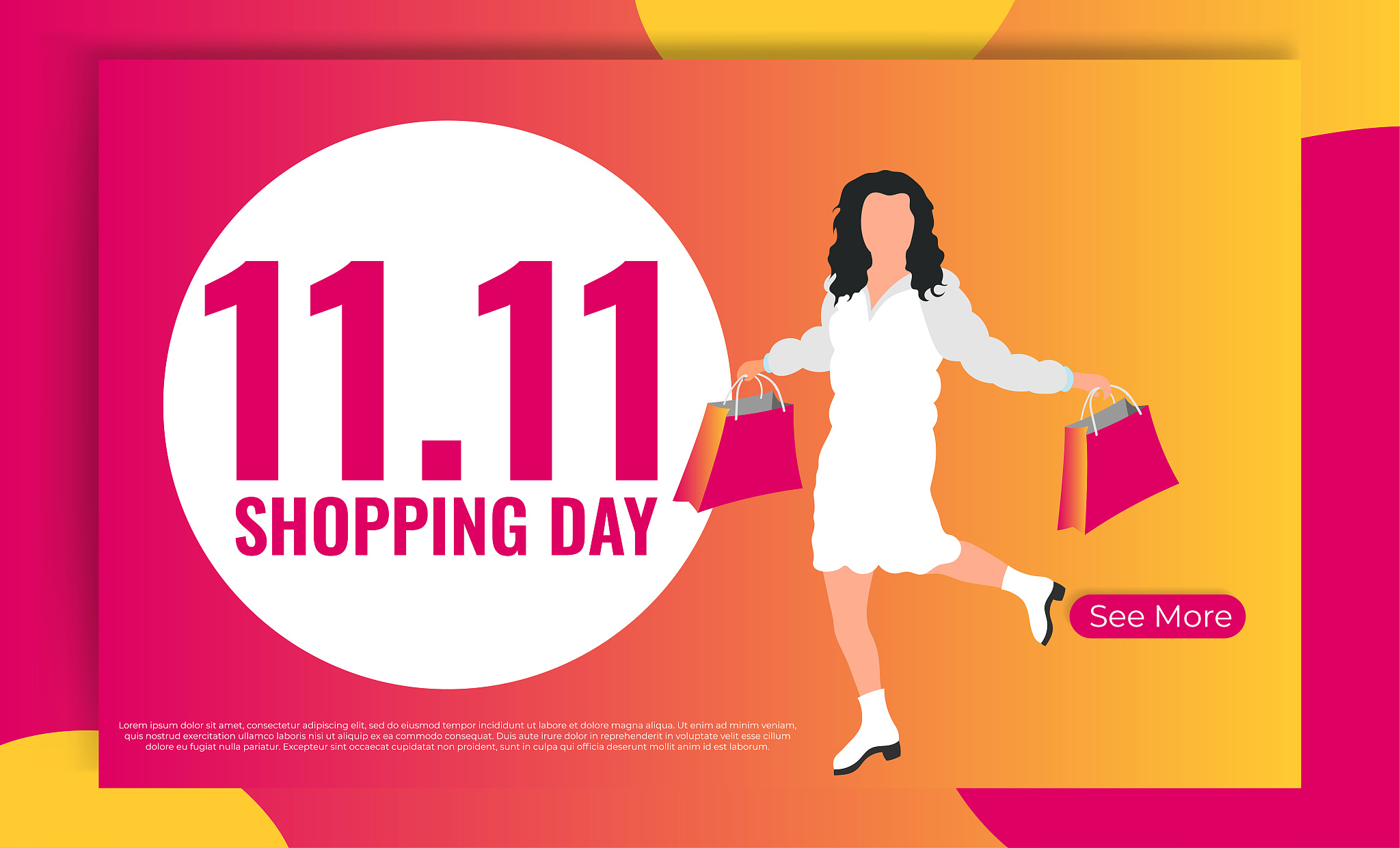 11.11 shopping day sale poster, banner, flyer, landing page desi