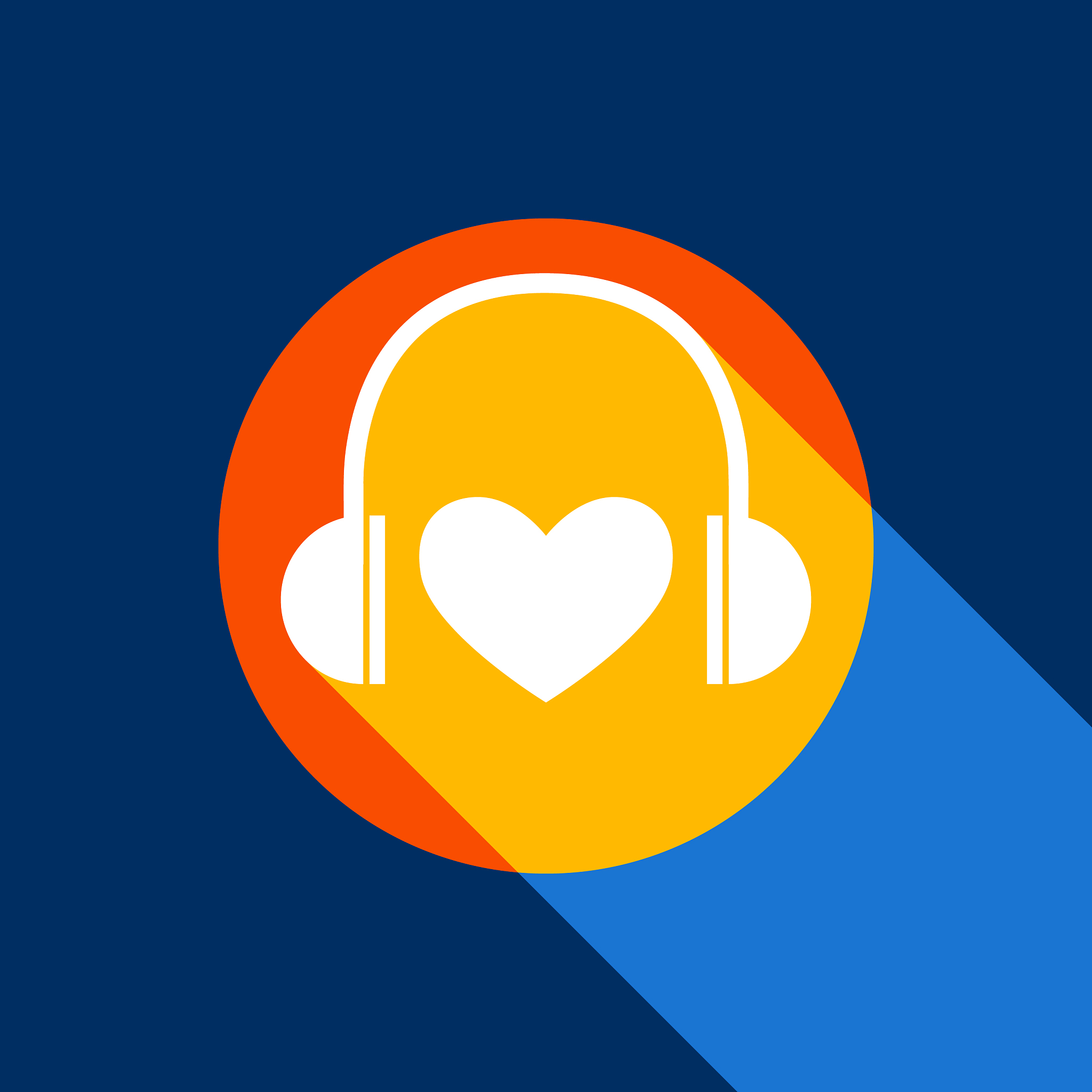 headphones with heart white icon on