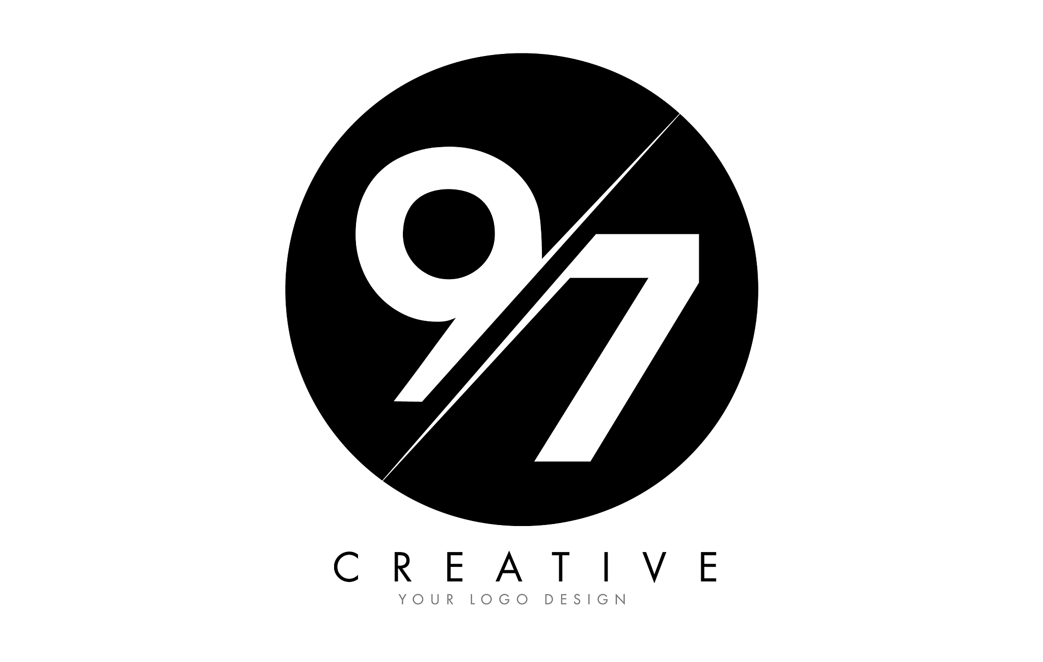 97 9 7 number logo design with a creative cut and