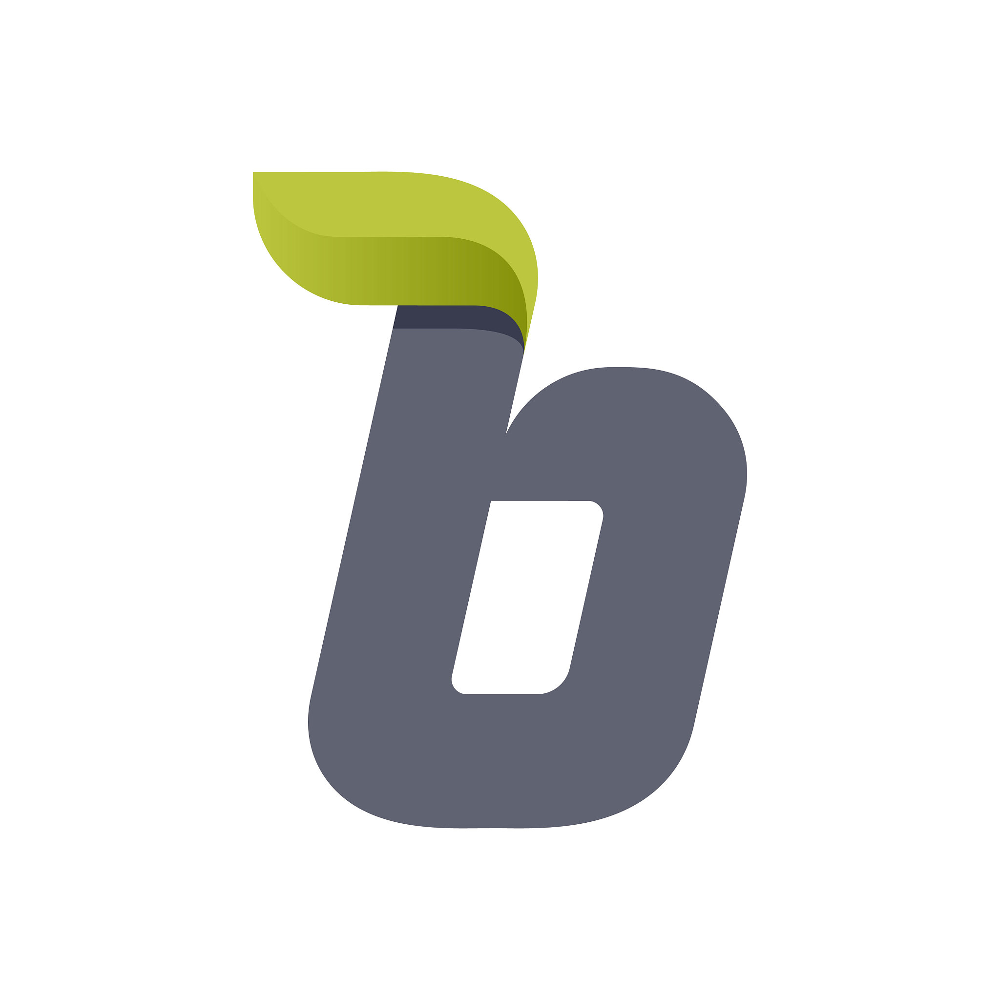 b letter eco logo with green leaf.