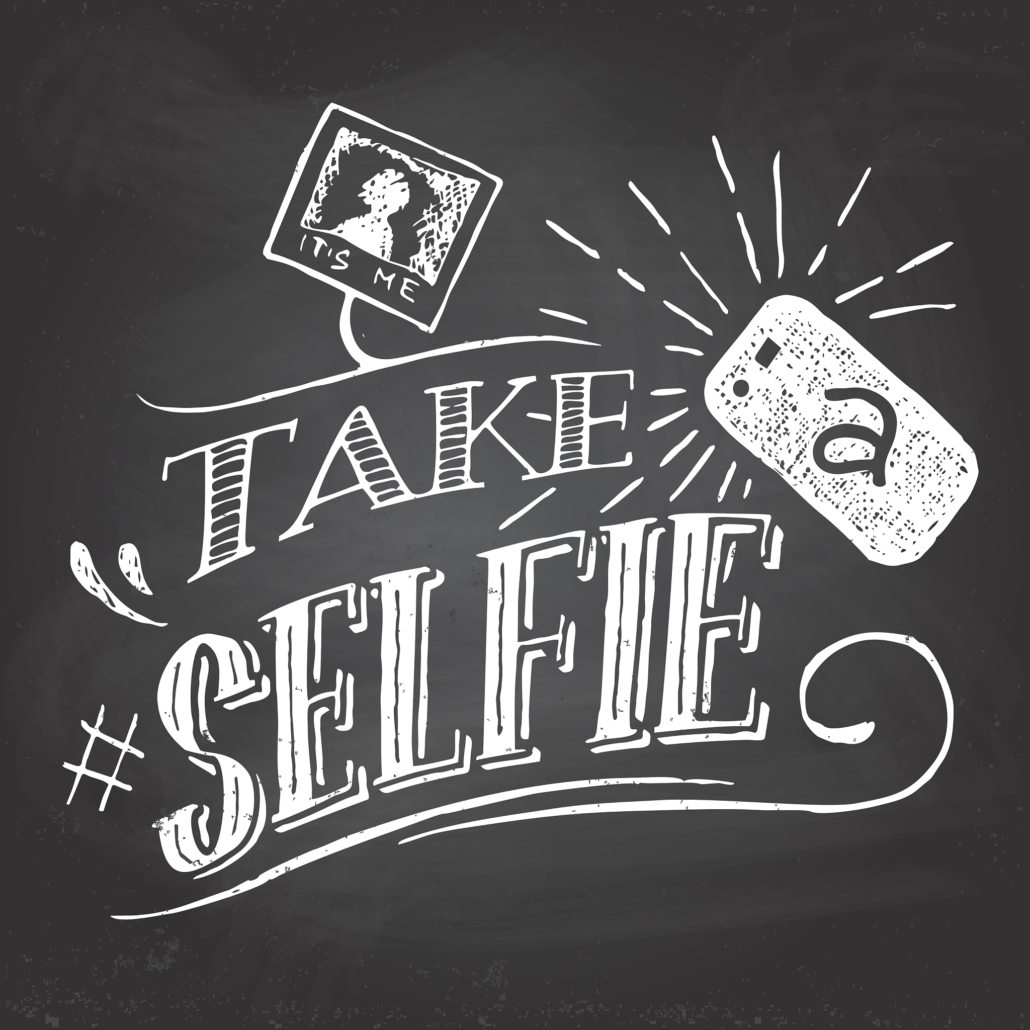 take a selfie on blackboard