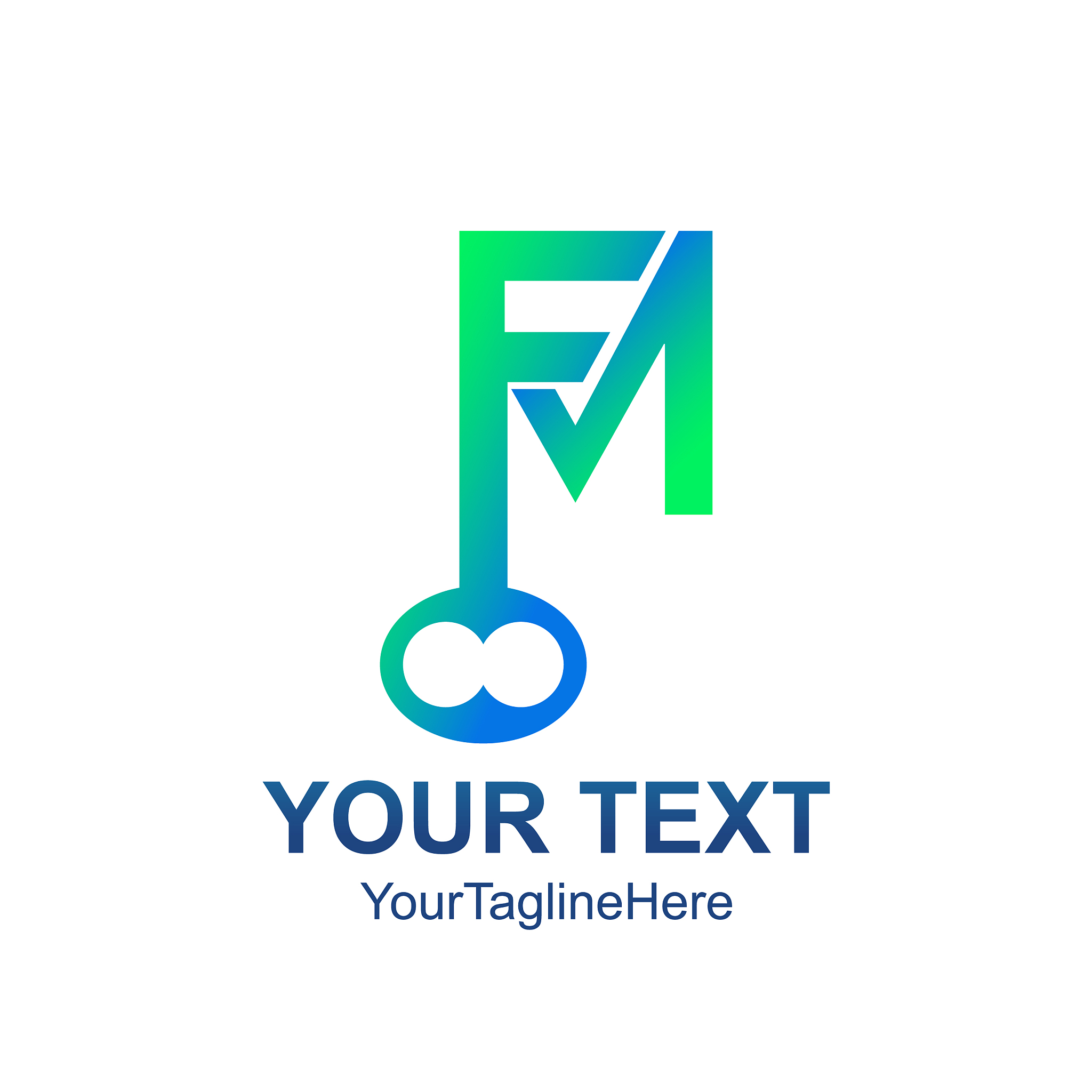initial letter fm logo template key design for