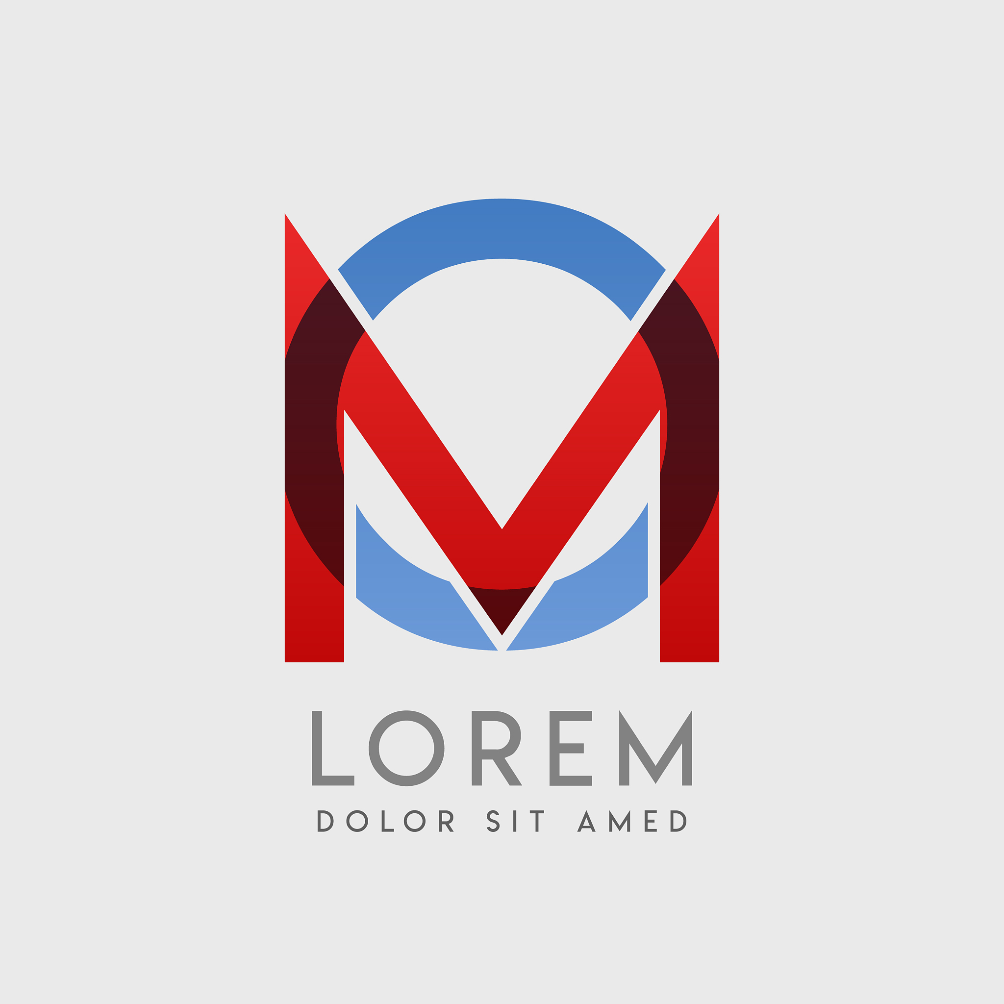 mo logo letters with blue and red gradation