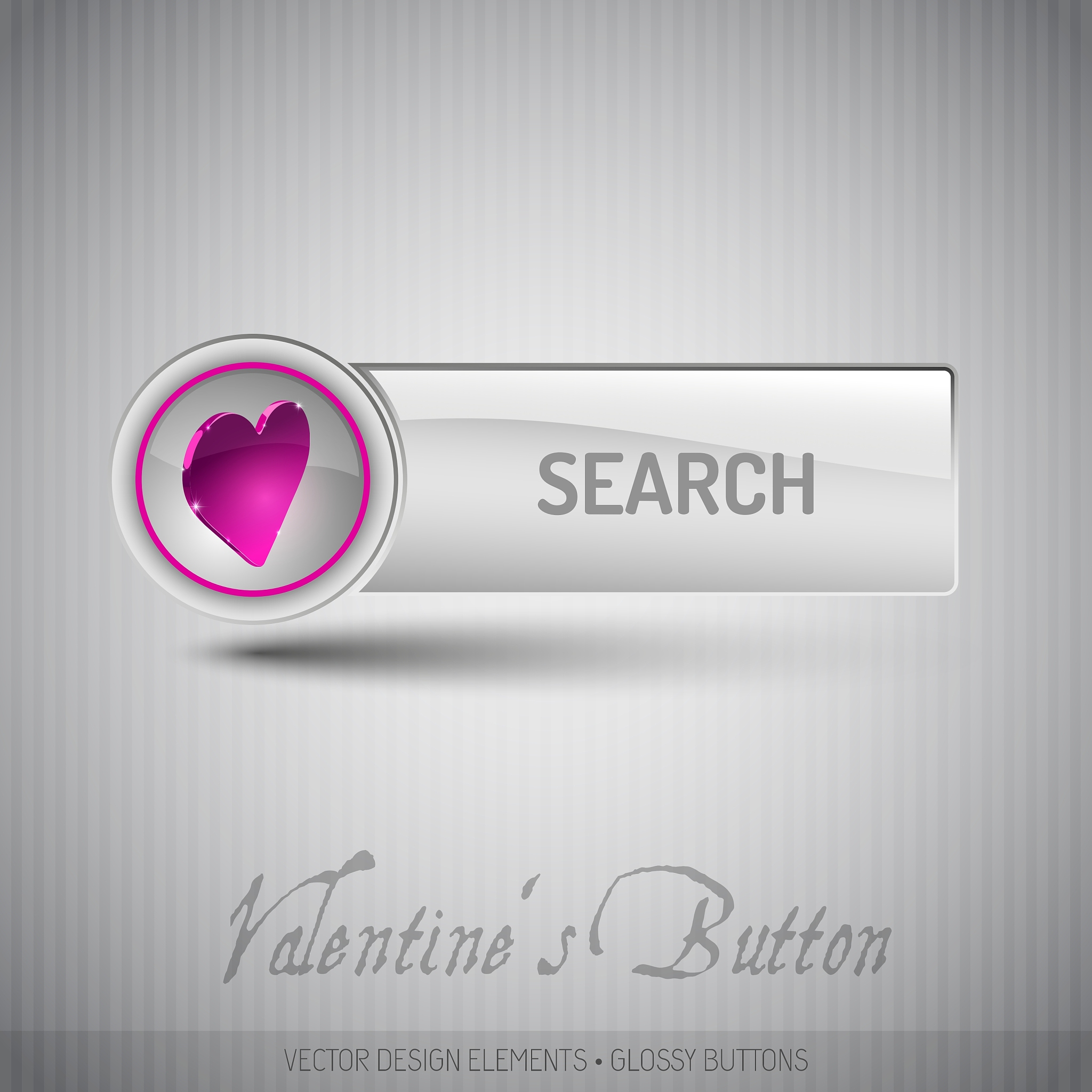 button with pink heart modern design elements with