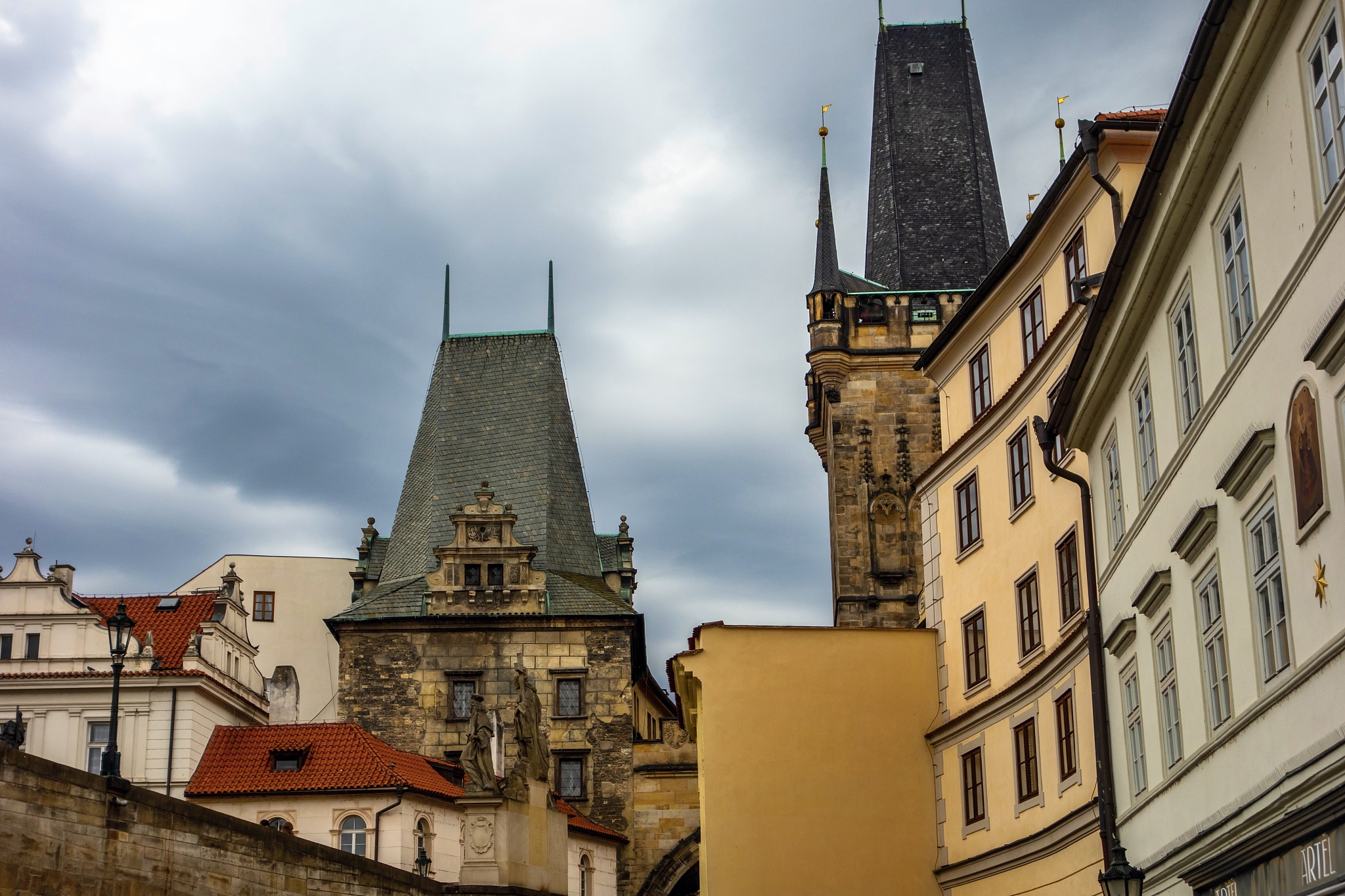 lesser town bridge tower,buildings, prague.