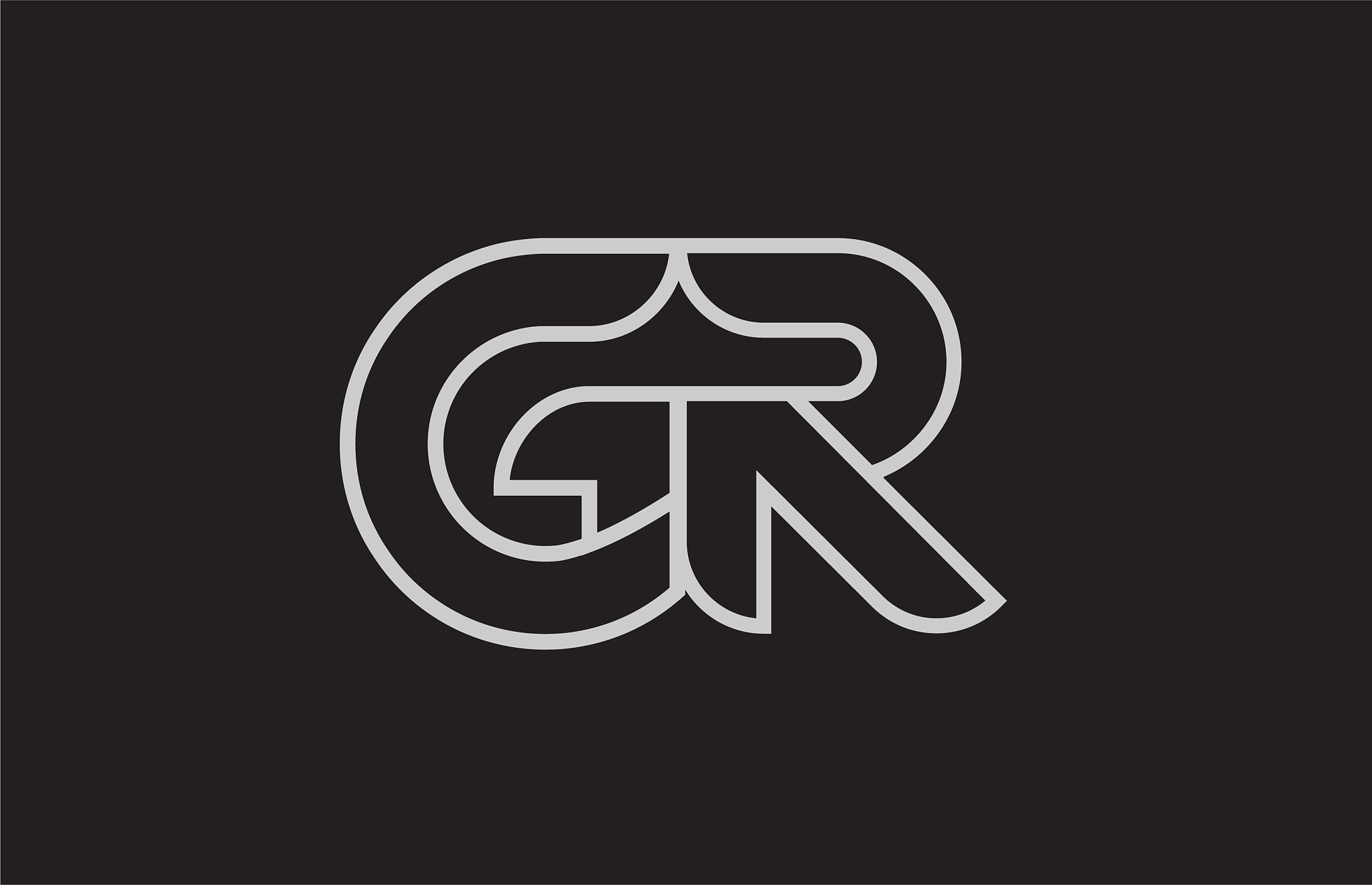 black and white alphabet letter gr g r logo