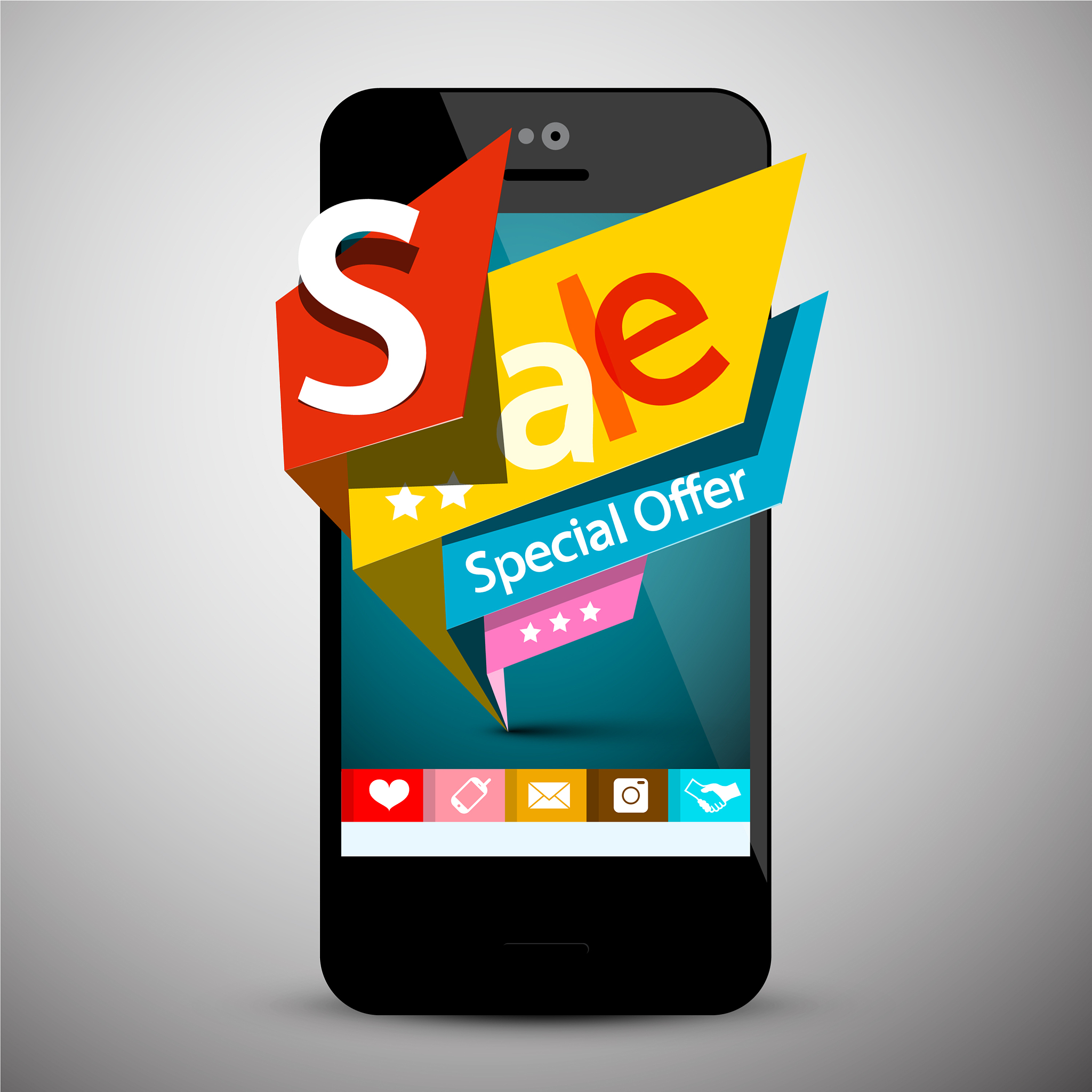 sale labels on mobile phone business application