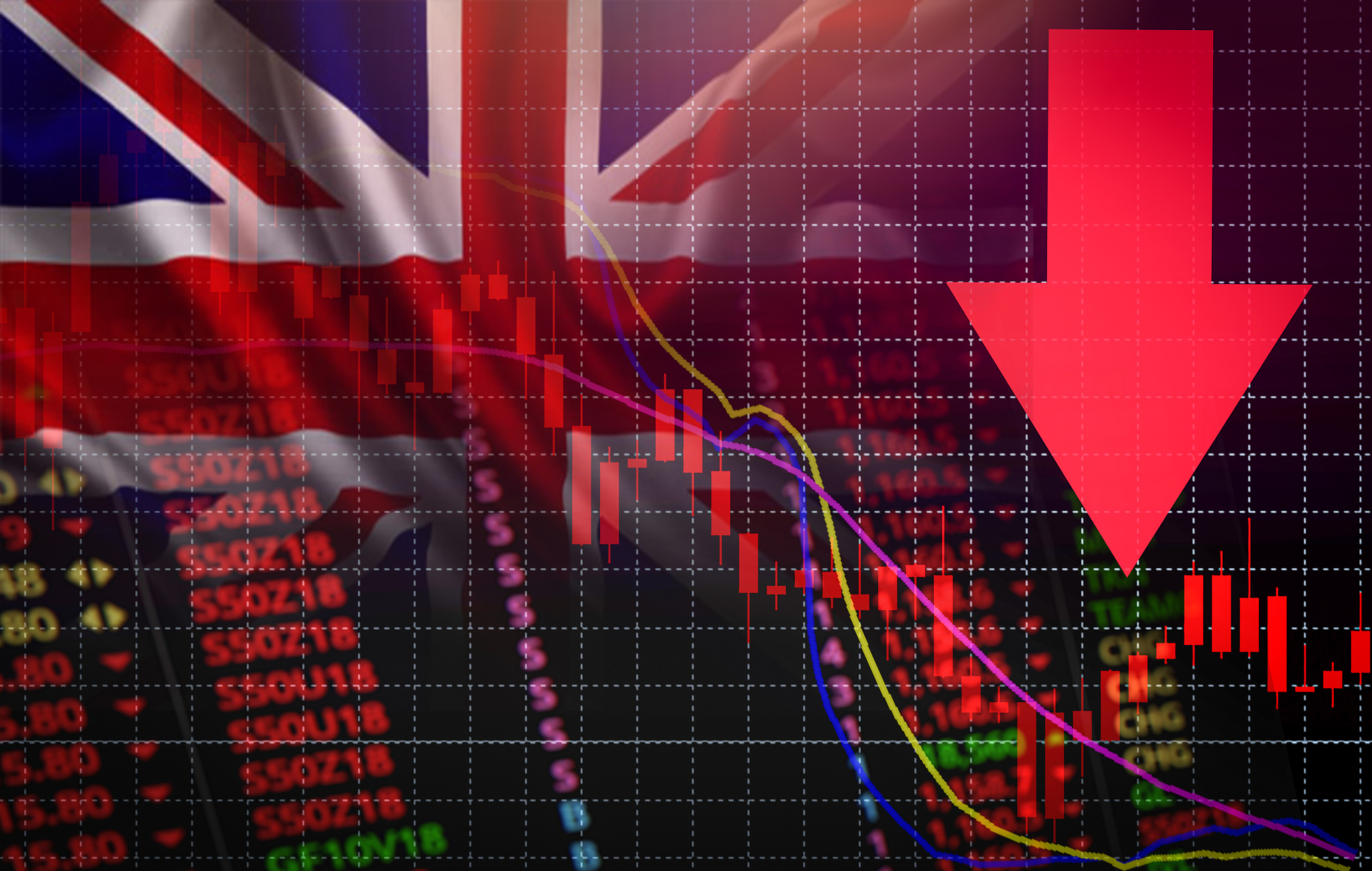 uk. london stock exchange market crisis red market price down ch