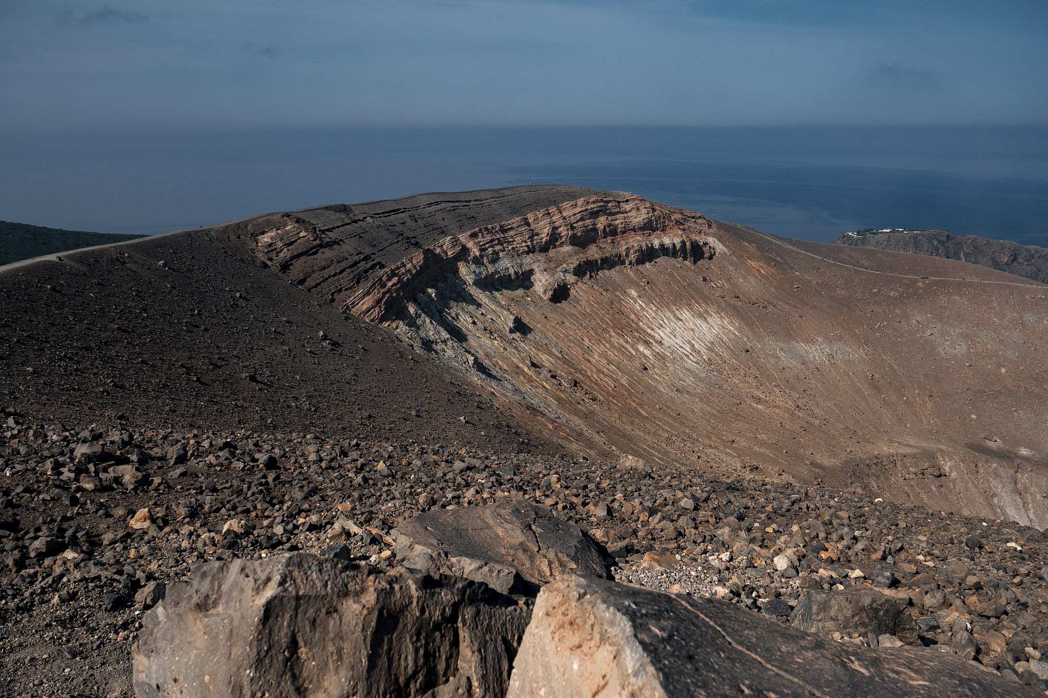 the edge of the crater on vulcano island