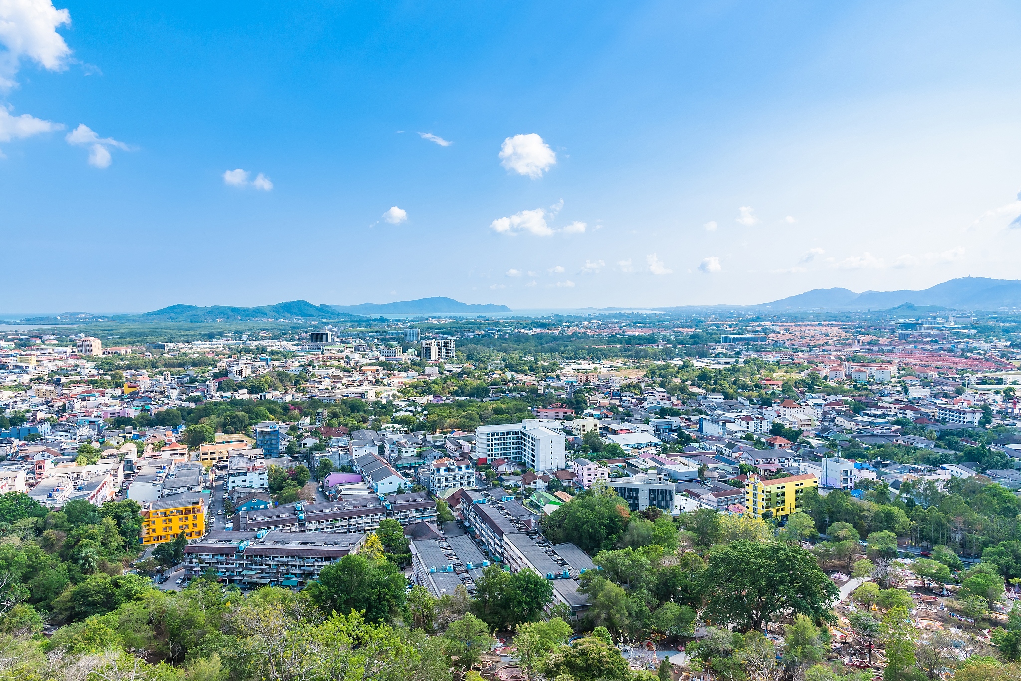 high angle view of townscape against sky