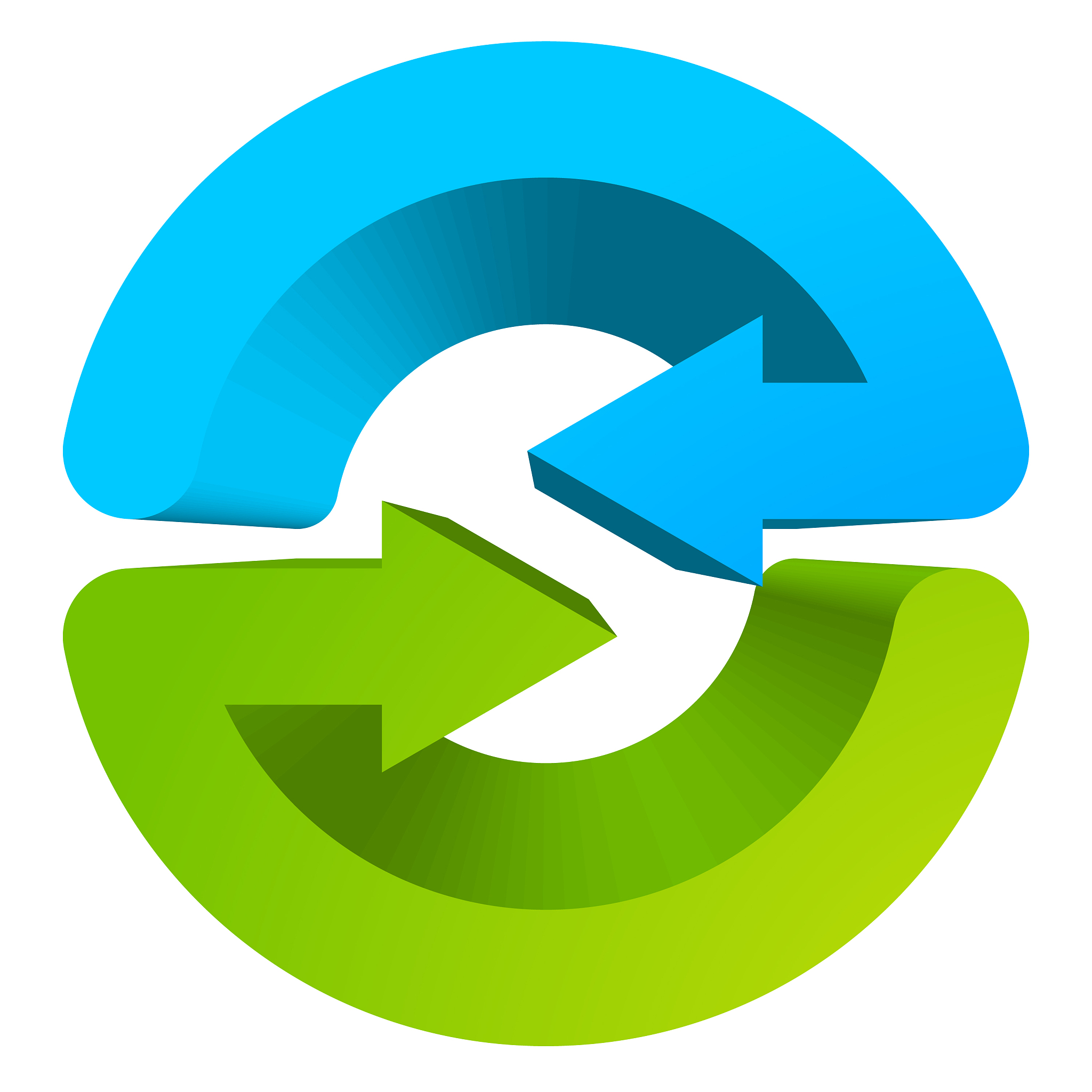 blue and green circular arrow symbol icon