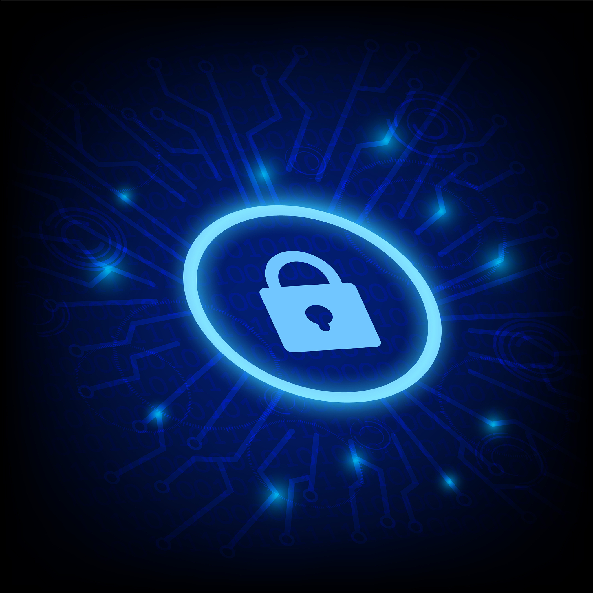 concept of cyber security with key icon on dark