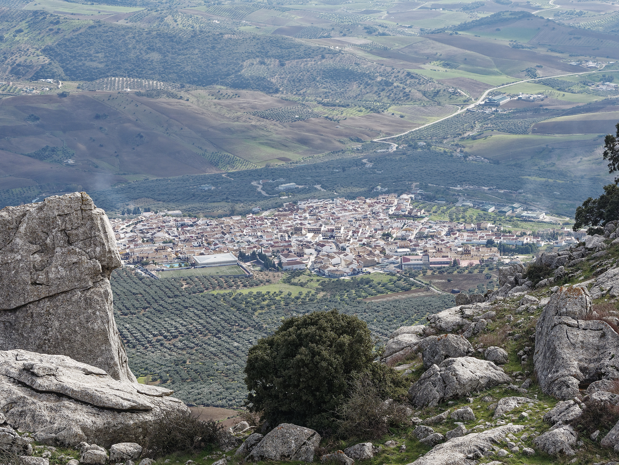 aerial view from the top of the city of antequera in spain