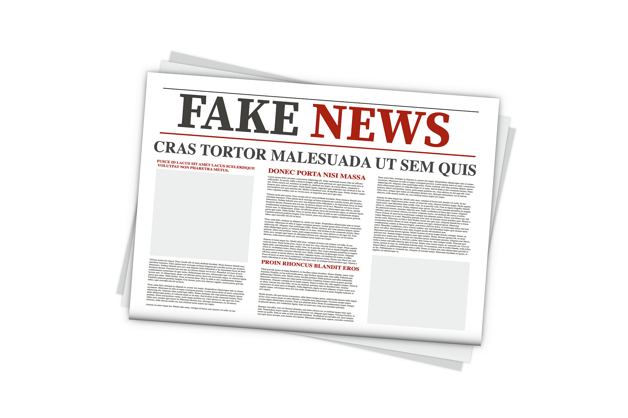 newspaper with fake news. fake news template. mock up of a blank