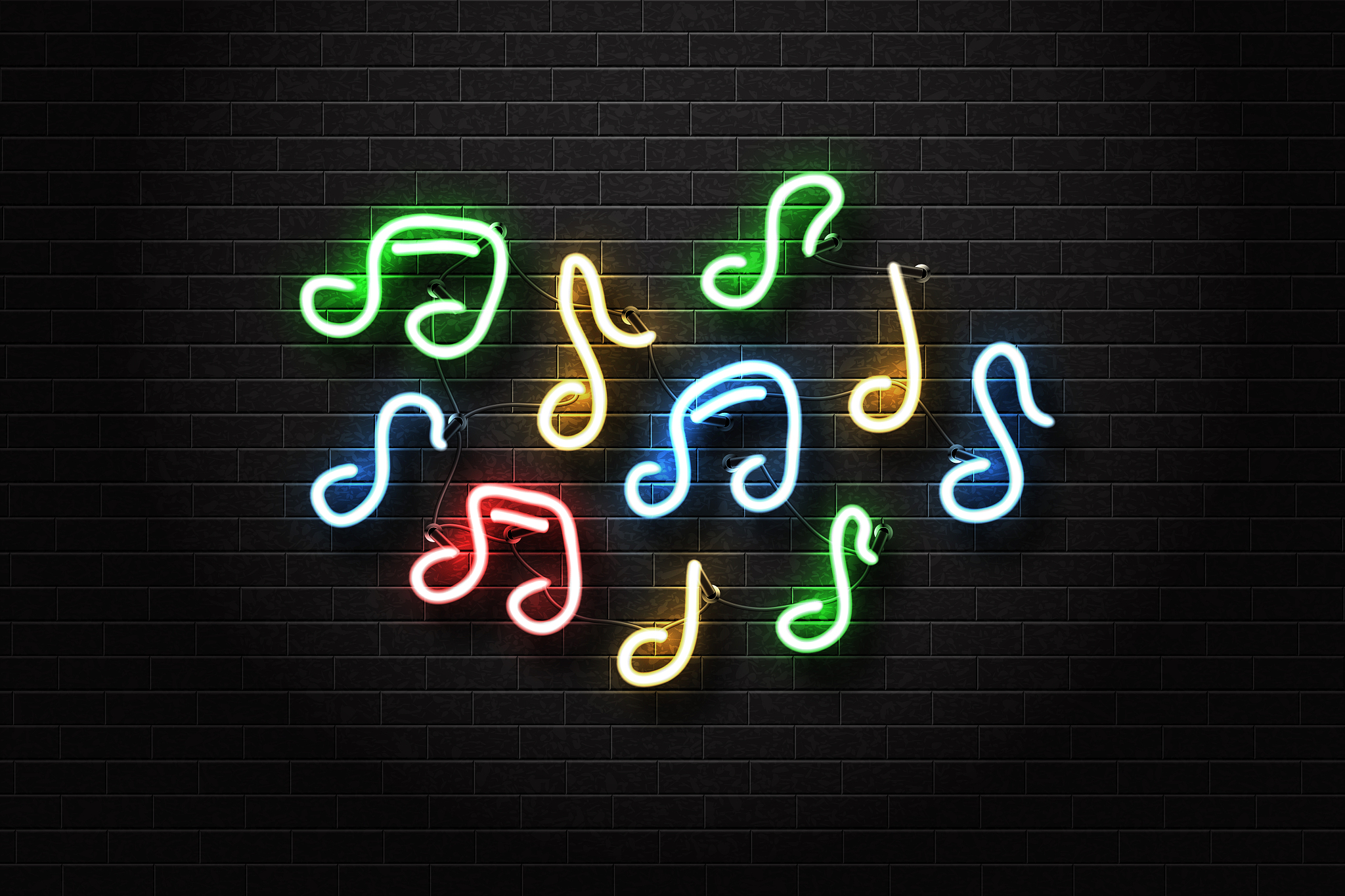 vector realistic isolated neon sign of notes for decoration and 