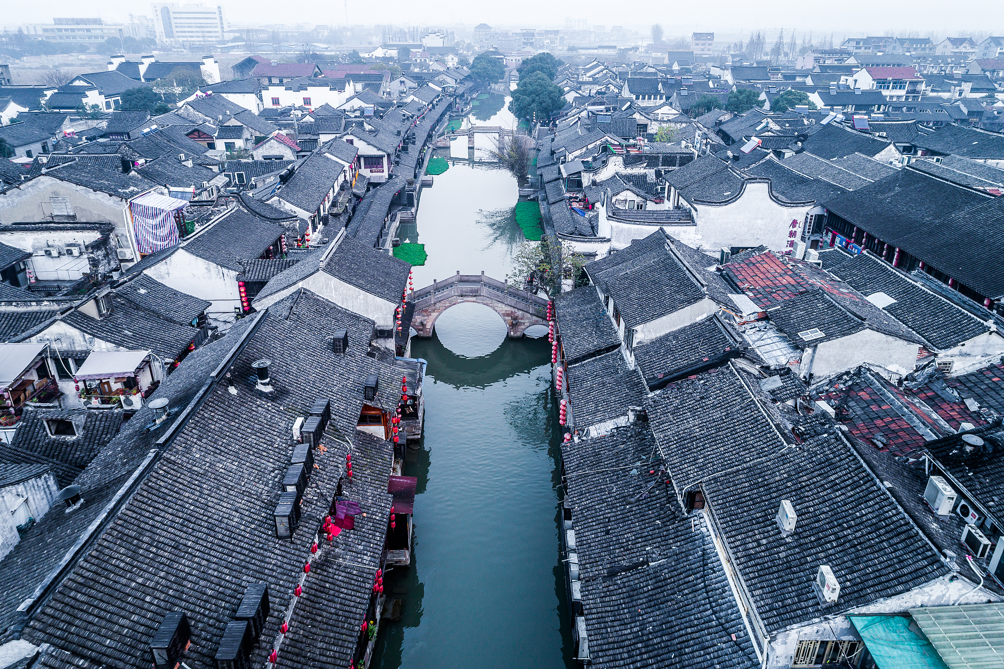 浙江嘉兴航拍城市风光