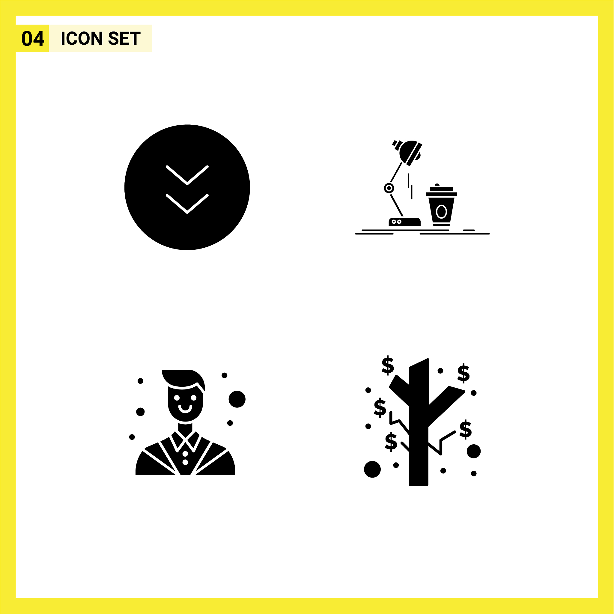 pack 4 modern solid glyphs signs and symbols