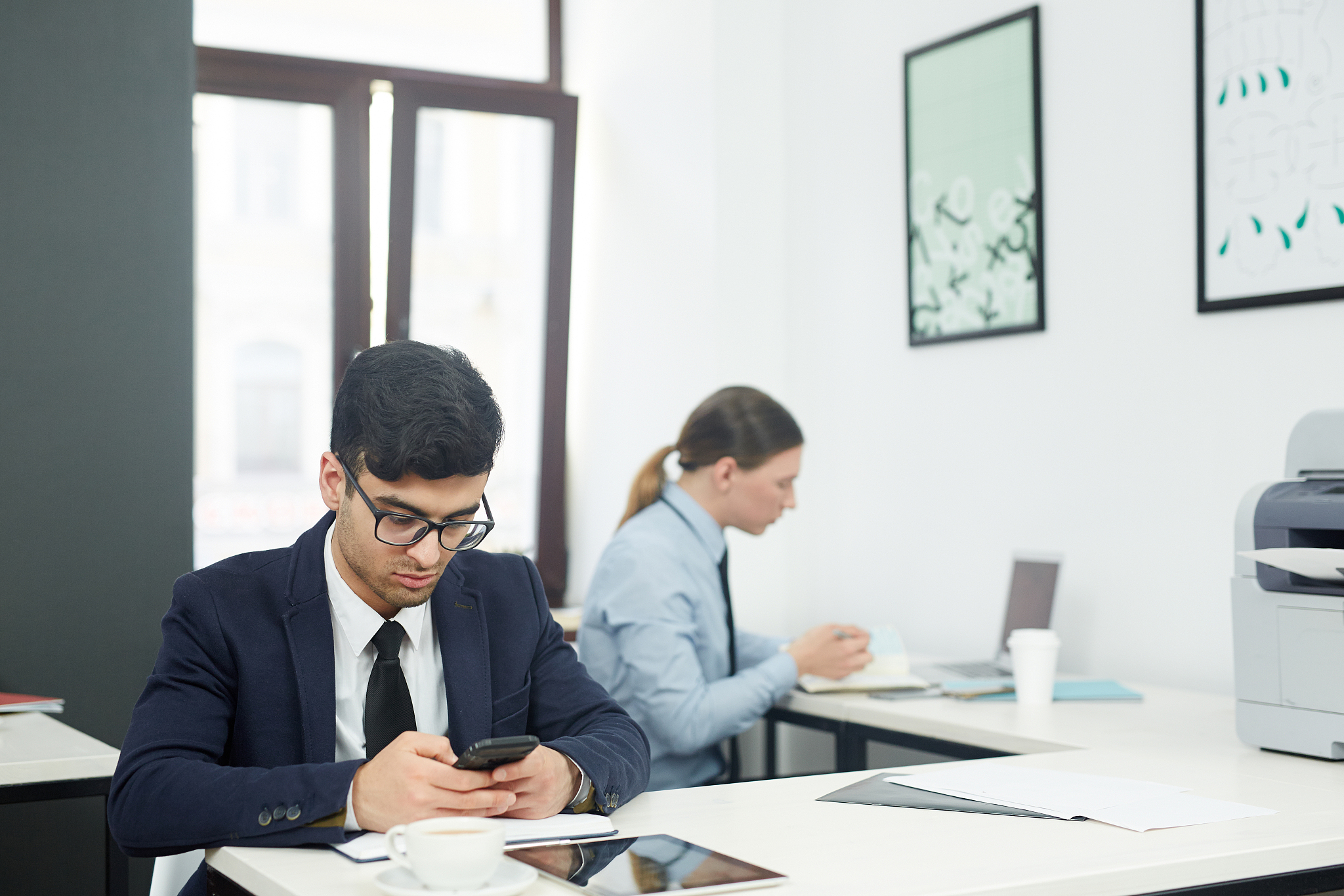 men working in office