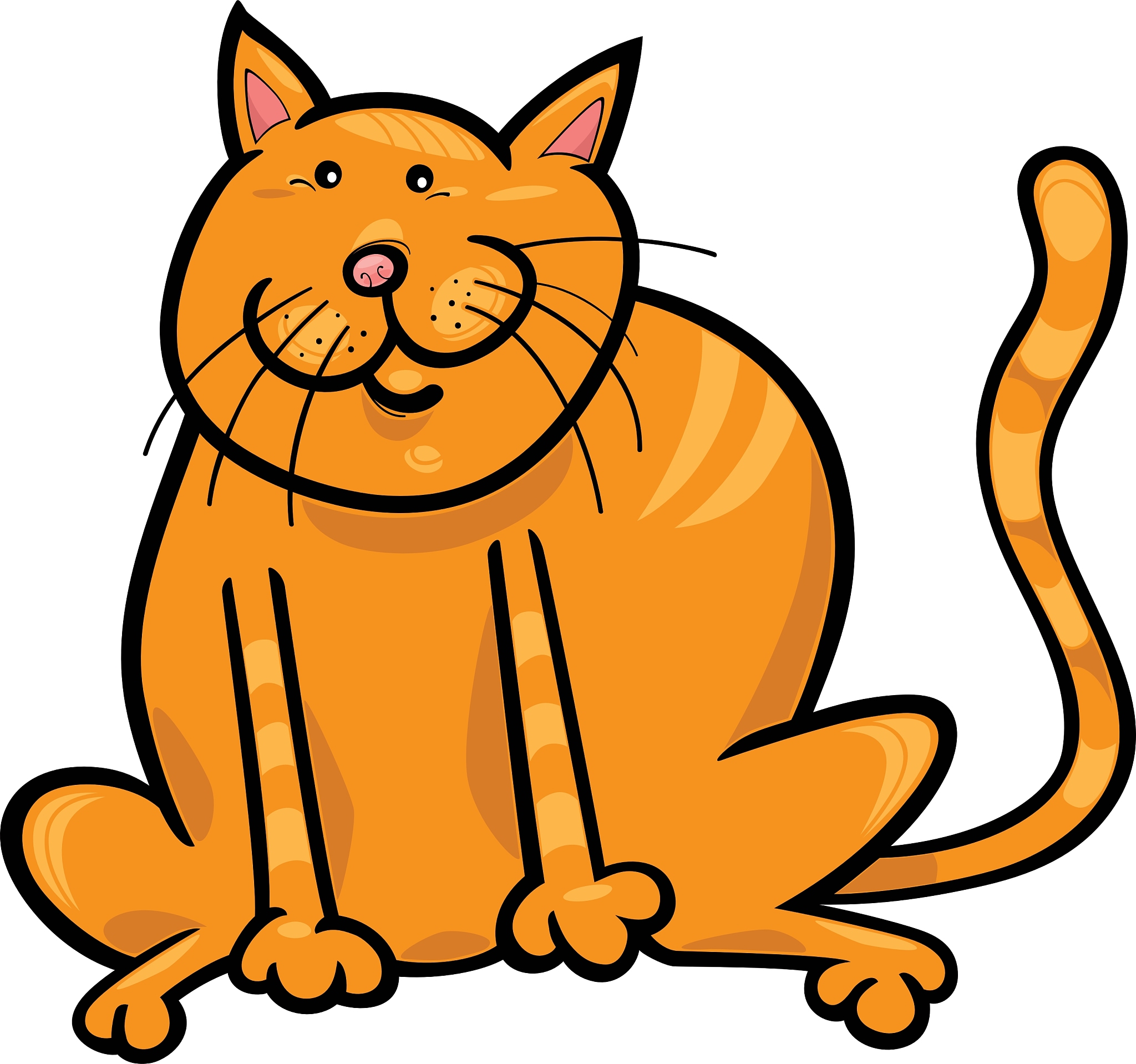 Cute Yellow Cat Cartoon Illustration with Red Scarf | Hand-Drawn Animal Face