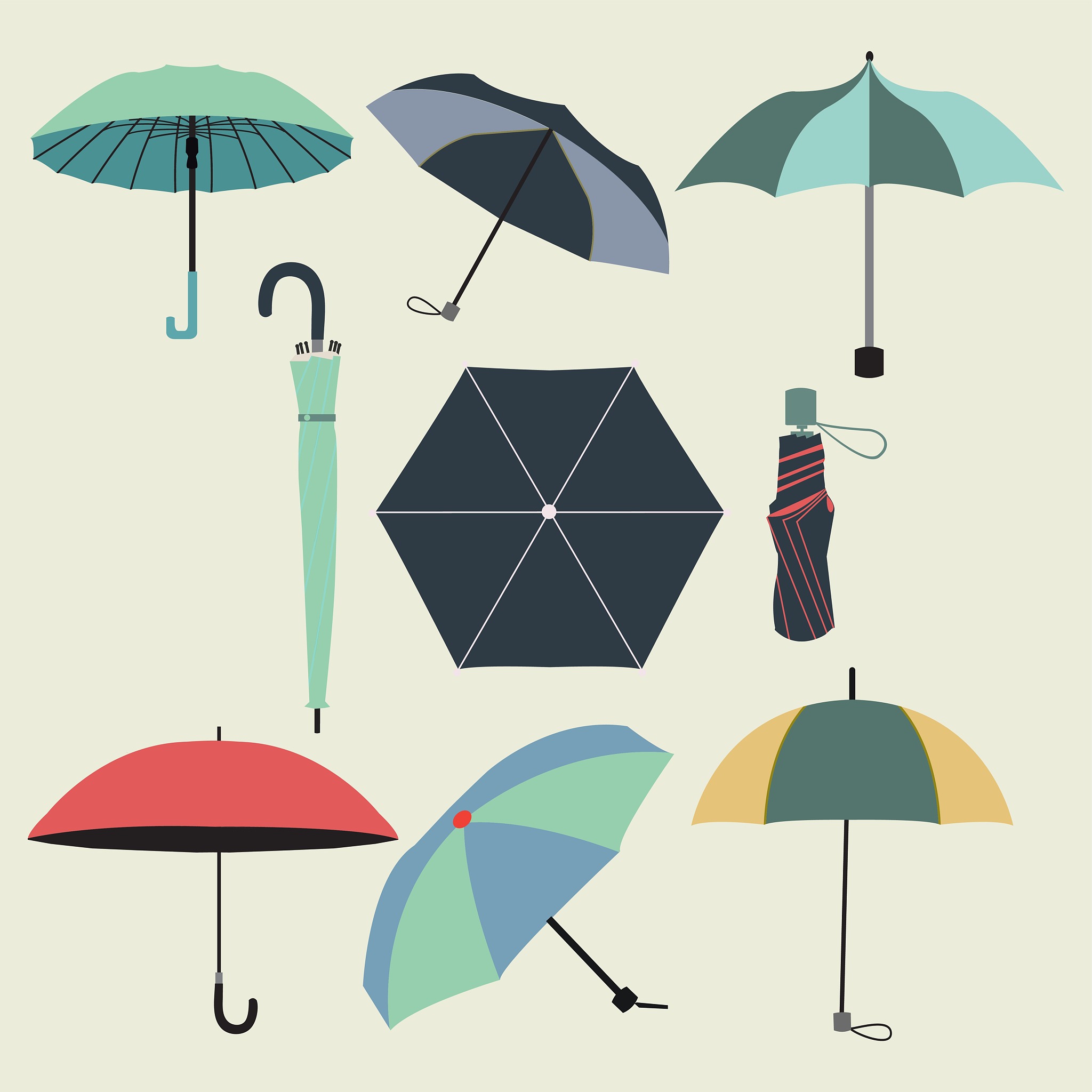 collection of different fashion  umbrellas