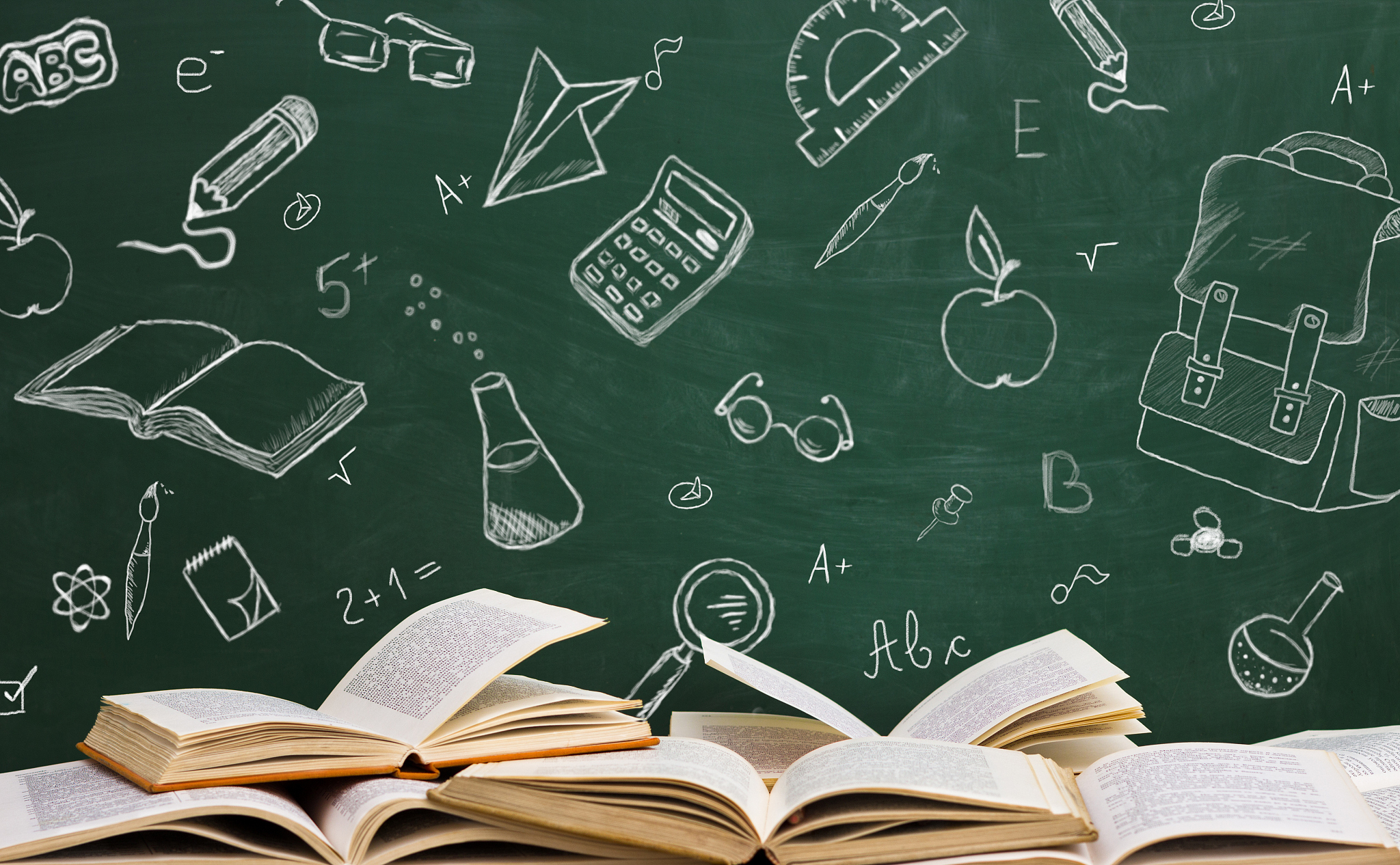 open school books with schooltable