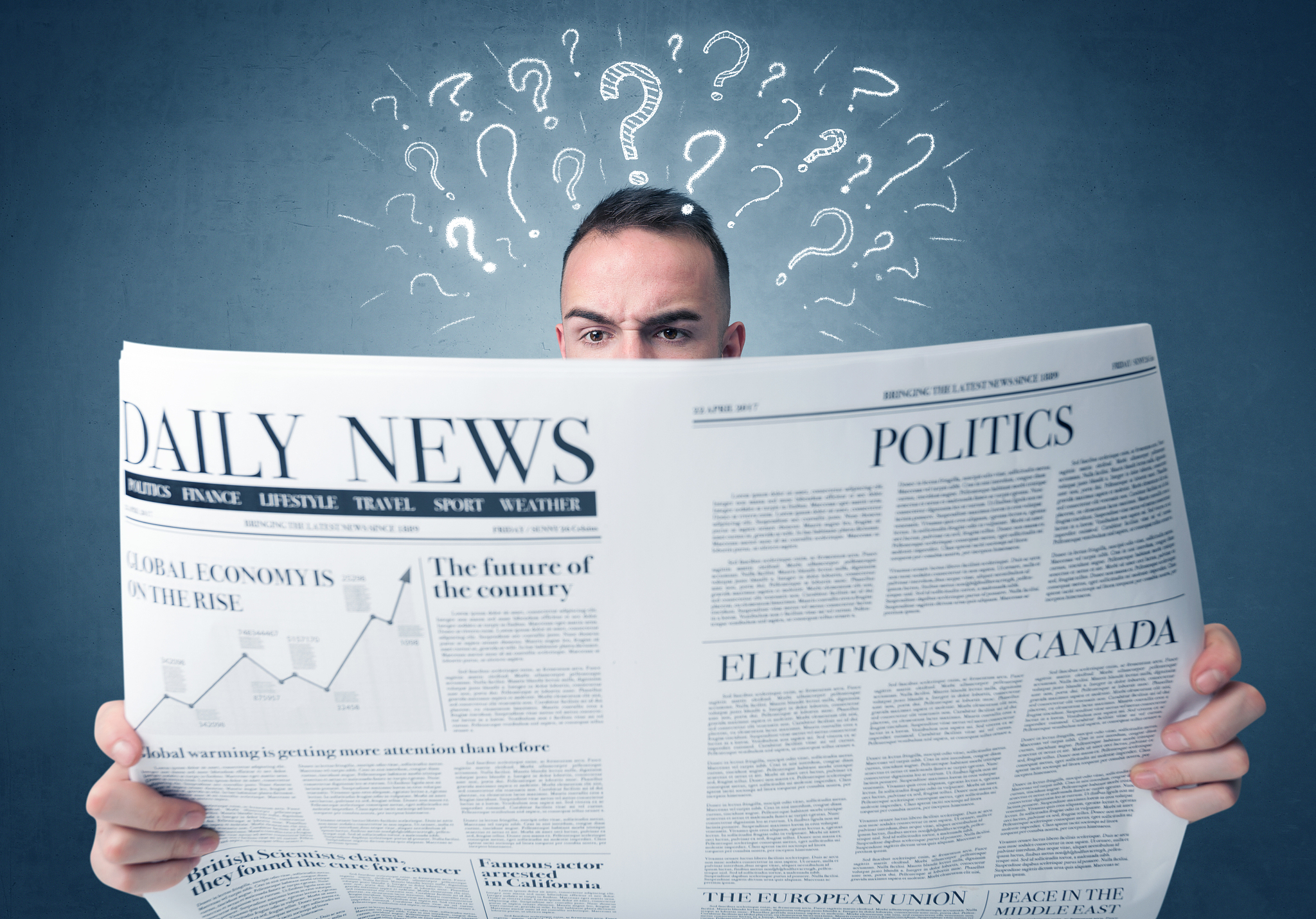 businessman reading newspaper