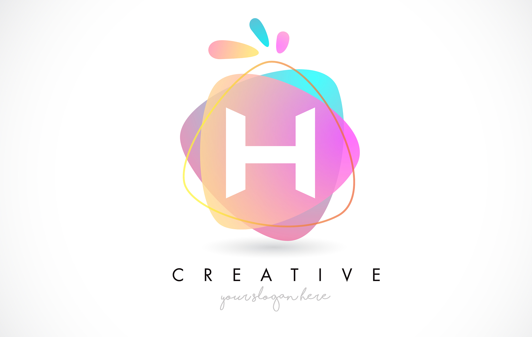 h letter logo design with vibrant colorful splash