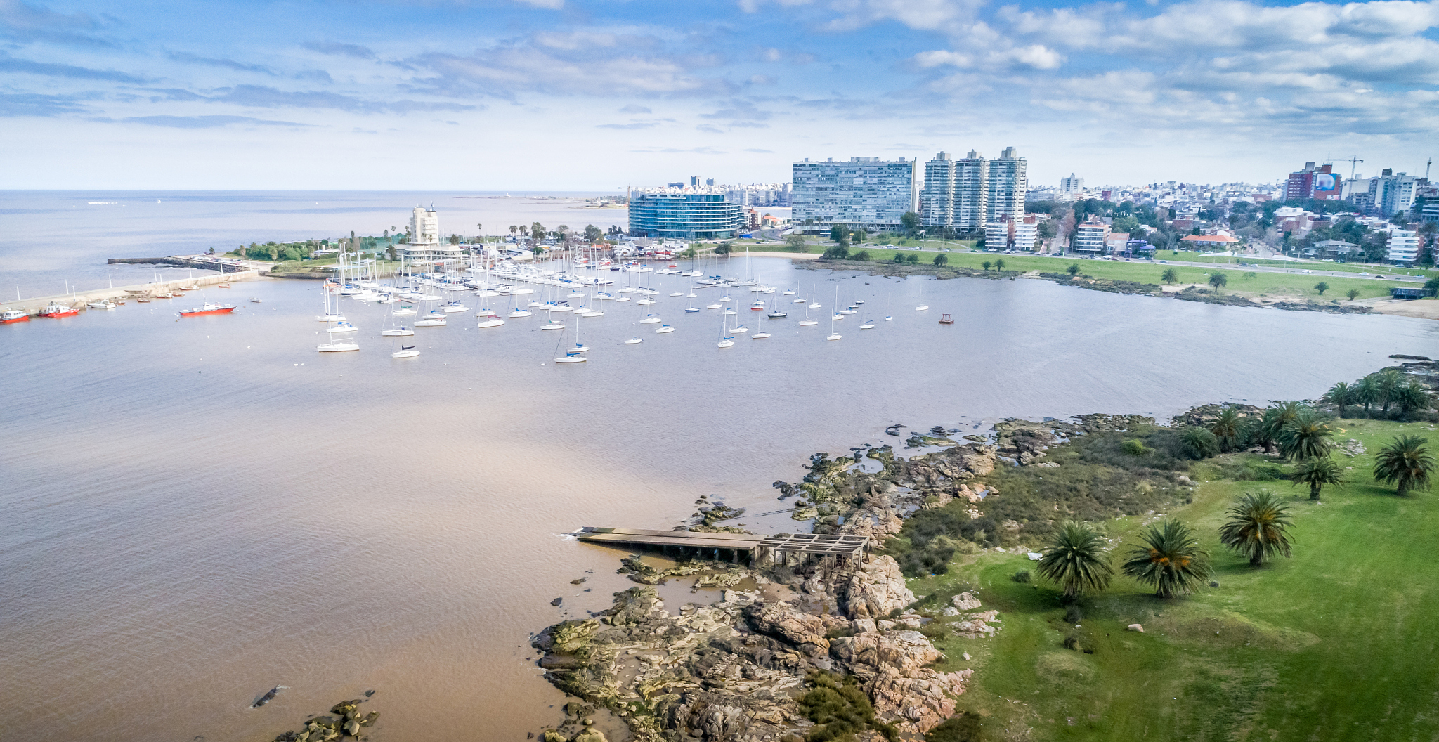 high angle view of montevideo's coastline, puertito del buceo, p