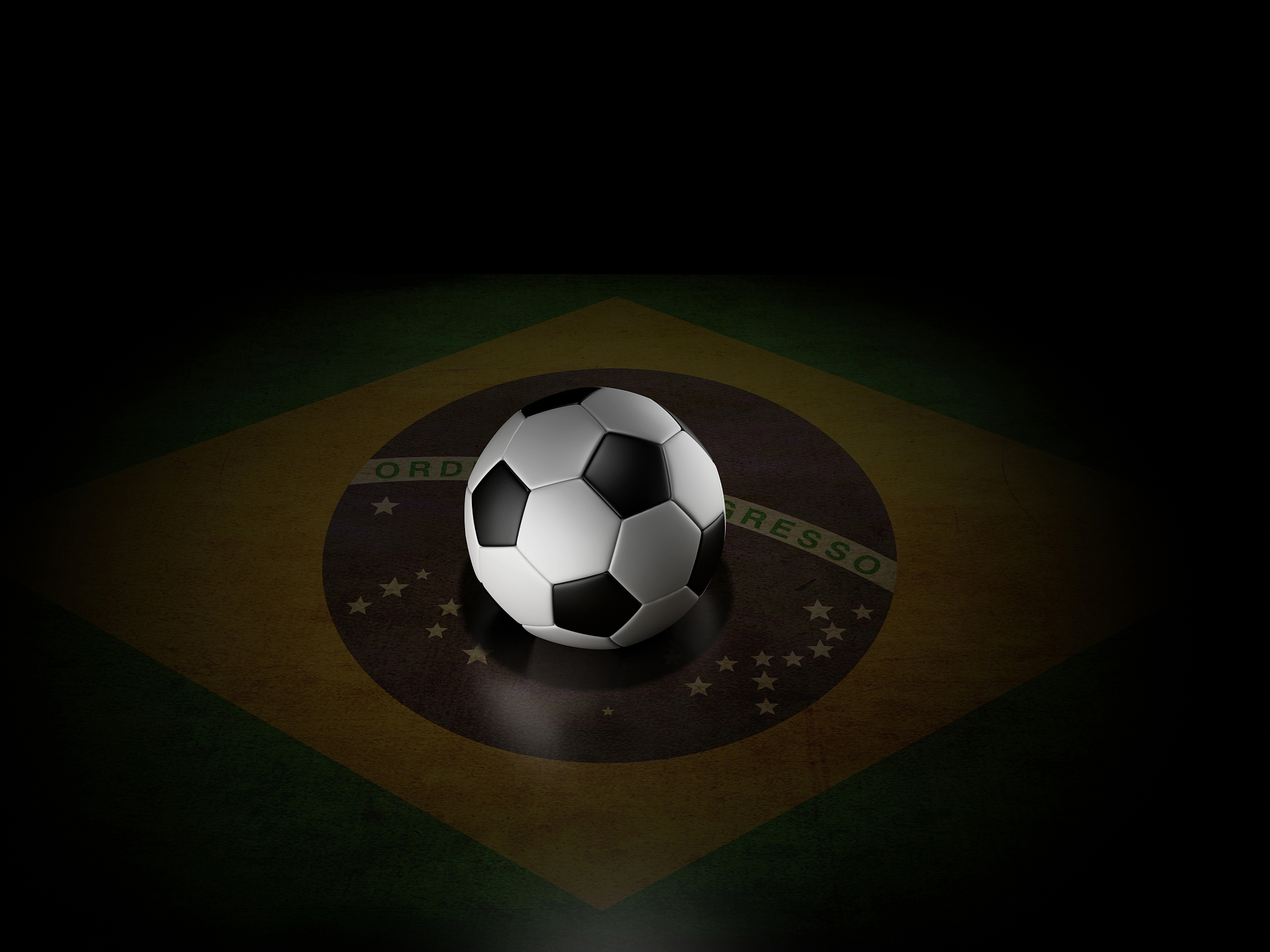 soccer ball with brazilian flag