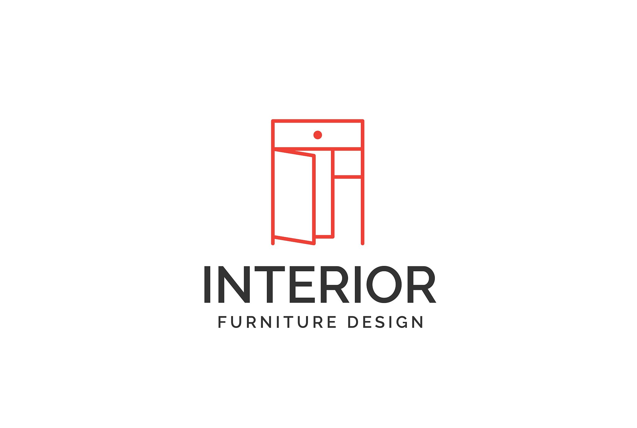 simple minimalist red cabinet furniture interior logo design fla