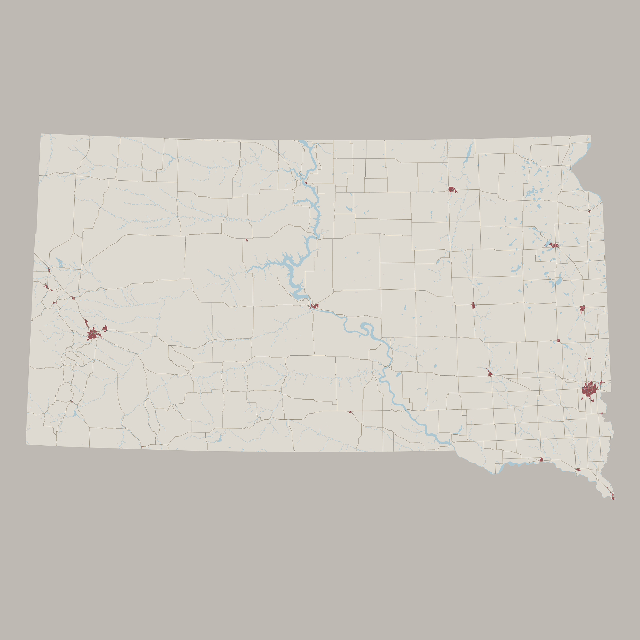 south dakota us state road map