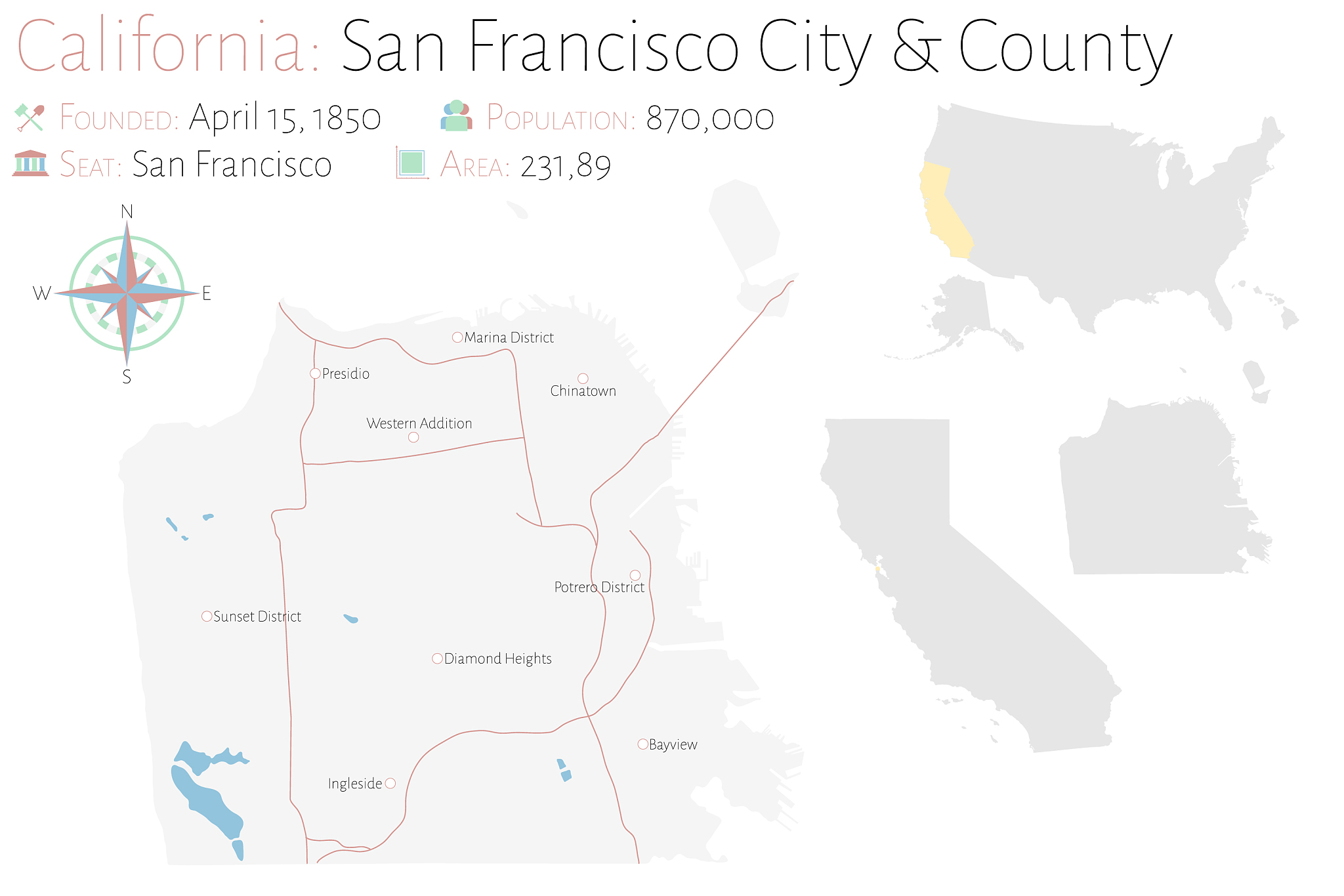 map san francisco county in california