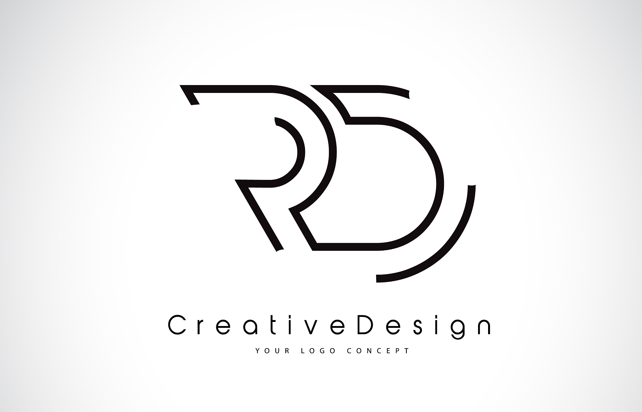 rd r d letter logo design in black colors