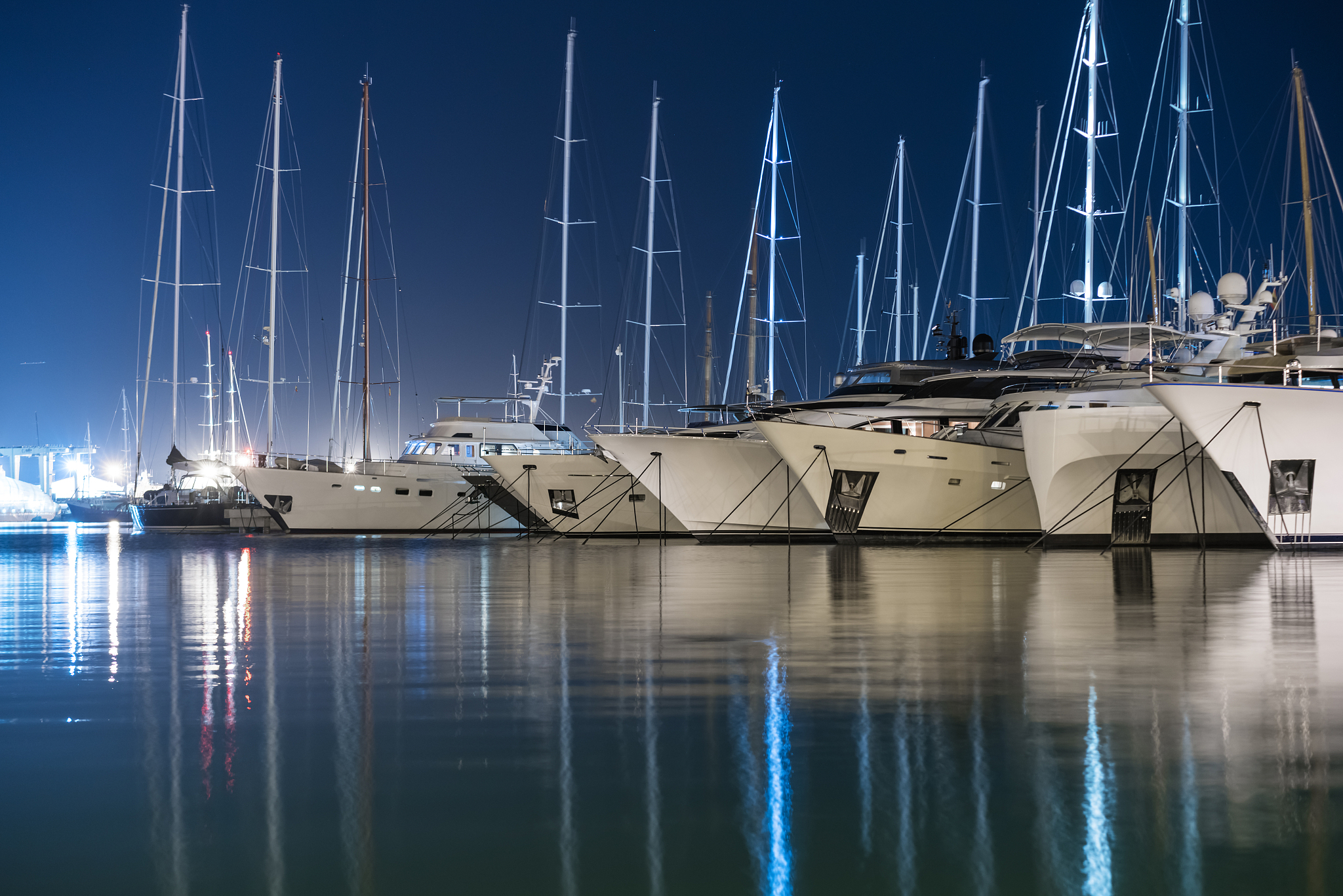 yachts moored at the yacht port of mallorca, spain