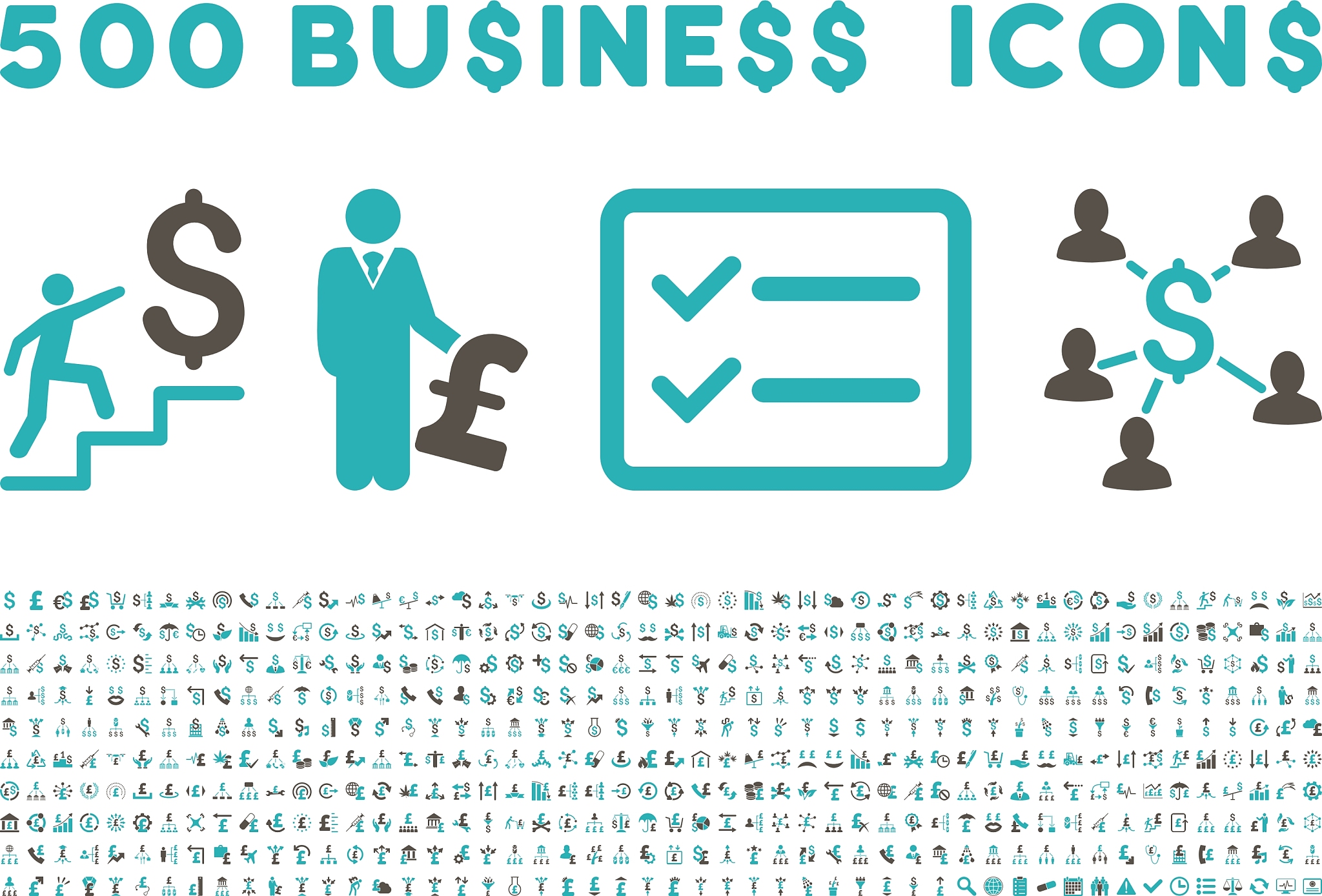 500 flat business icons