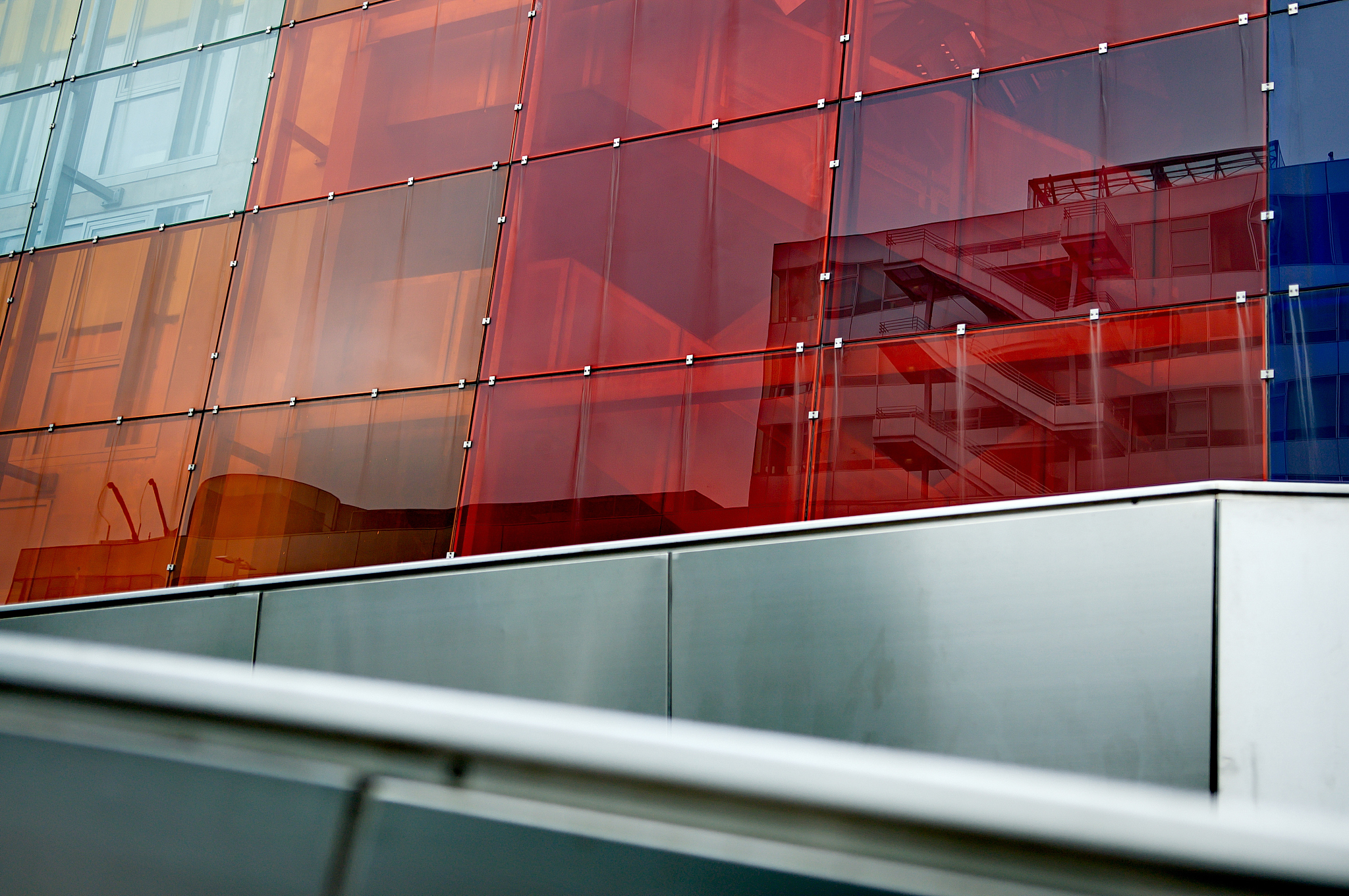 building with colorful glass