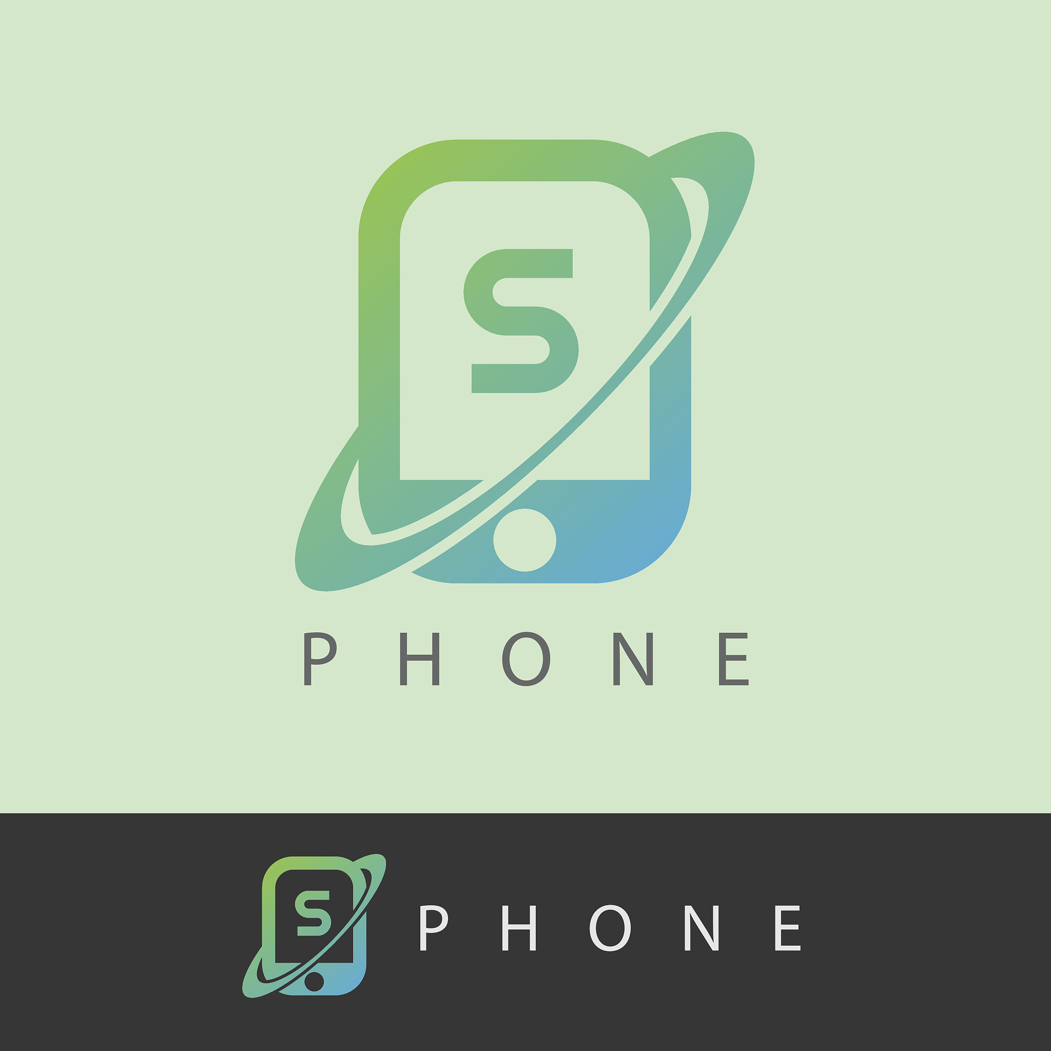 phone planet initial letter s icon design