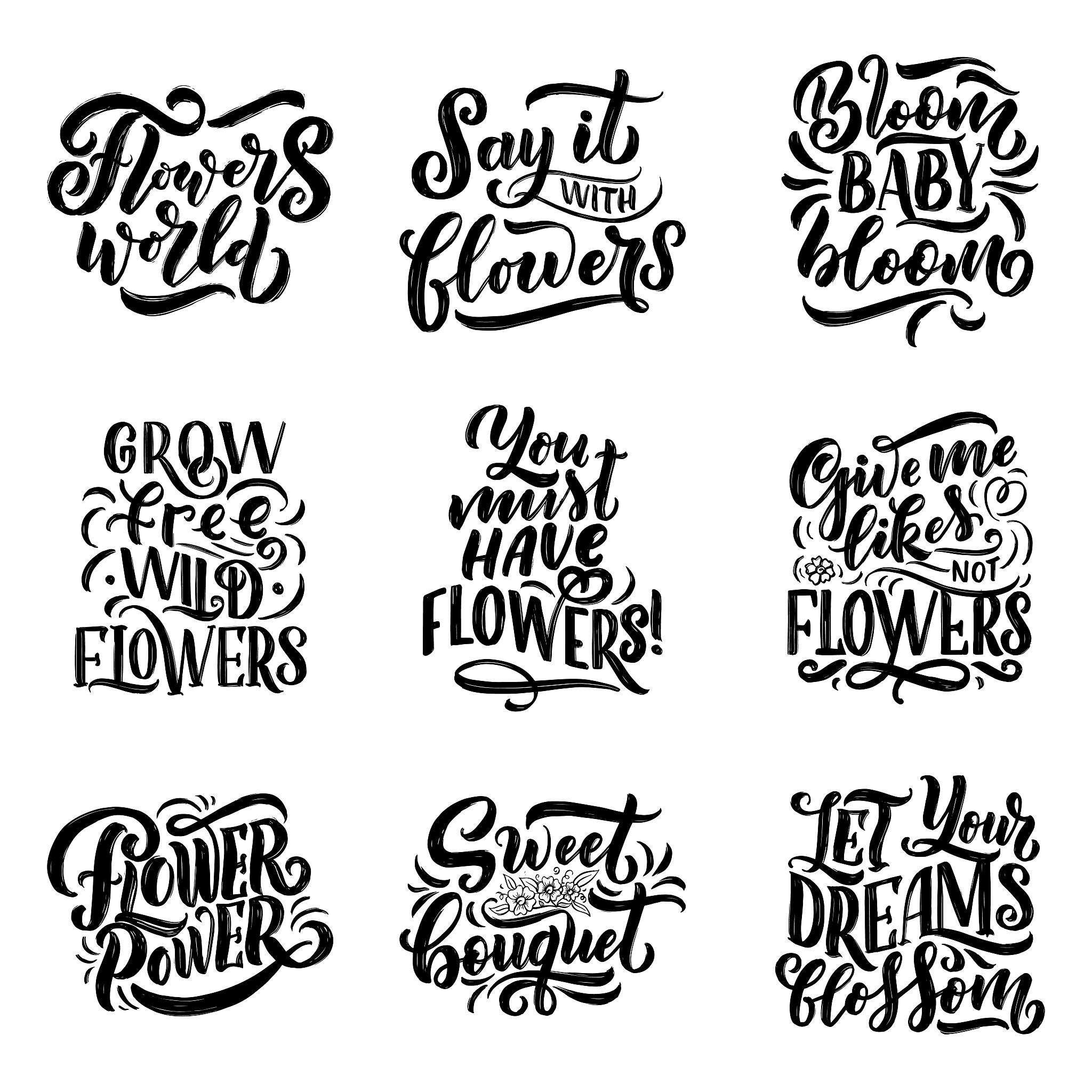 lettering quotes about flowers, illustration made in vector. pos