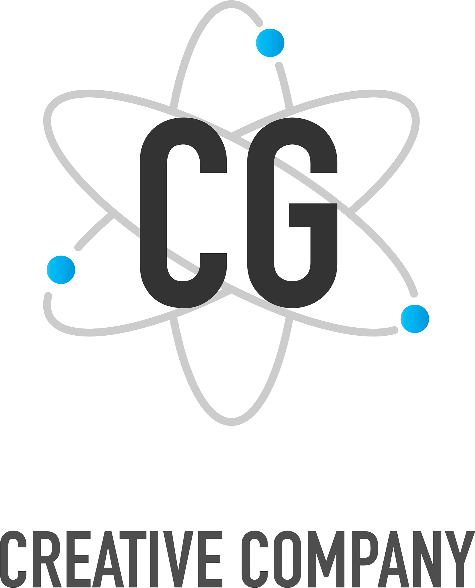 initial letter cg atom neutron design logo