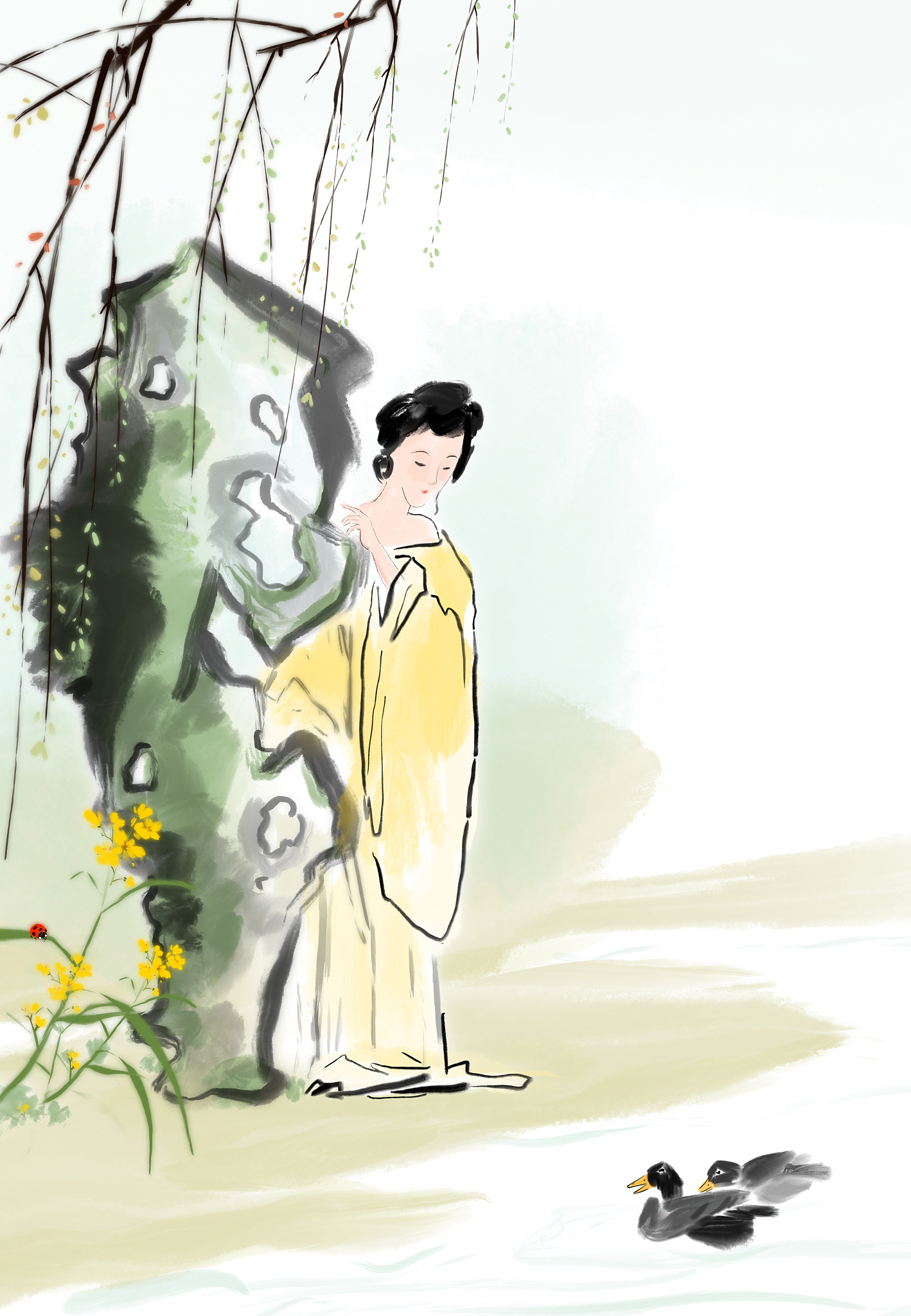 您好请模仿五歌的诗风创作一首五言古风描写一位思妇鸣弦而歌、纺织、采莲子。每句只能有五个字有南朝风格纤细浓艳。